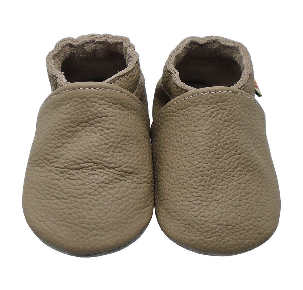 Yalion Yalion Baby Leder Lauflernschuhe Weiche Lederpuschen Taupe, Rutschfest Krabbelschuh