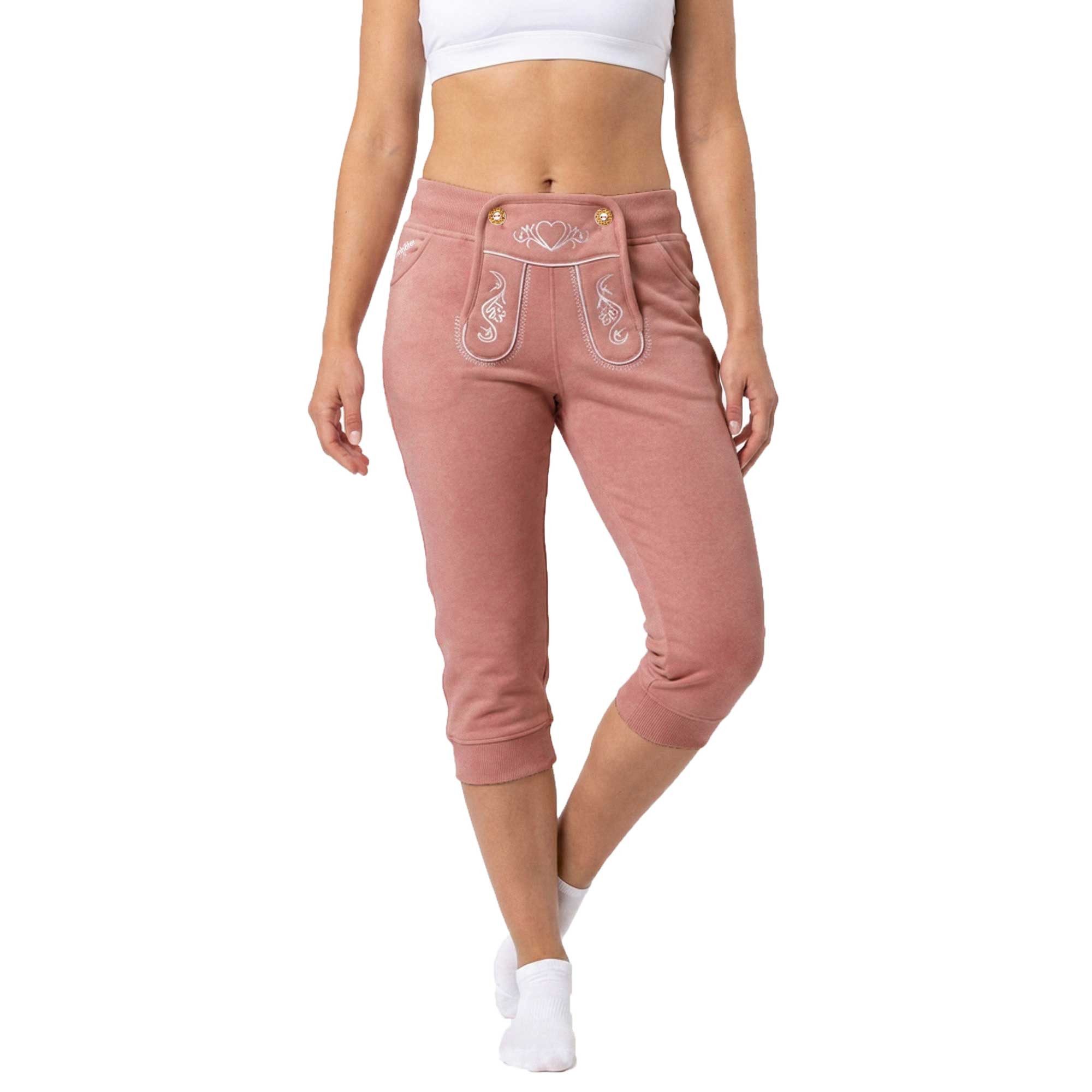 Steigenhöfer Manufaktur Lederhose Damen Lookalike - Kniebund Jogginghose - Kordelzug im Lederhosen Look Kniebund Jogging Damen Shorts Tracht - Oktoberfest Damen Outfit