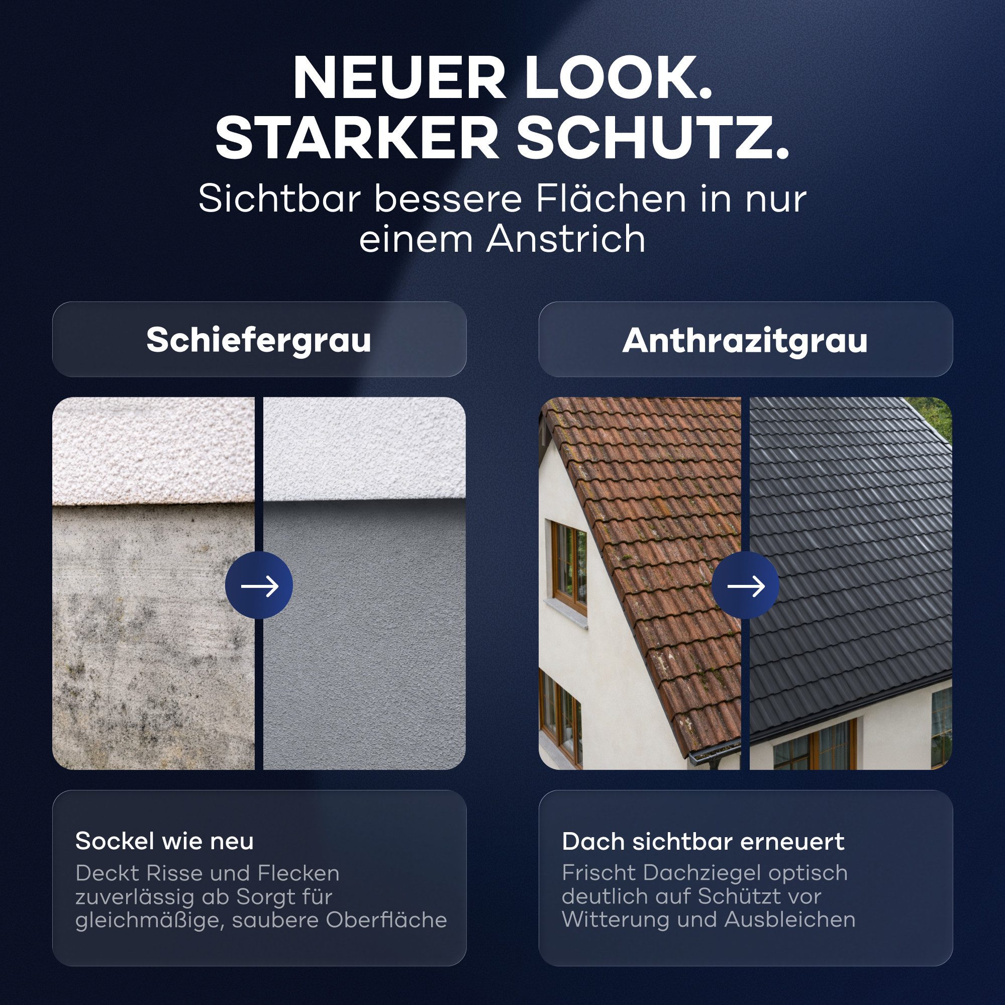 plid Dach- und Sockelfarbe Sockel- & Dachfarbe – Matte Fassadenfarbe mit Abperleffekt, Wetterfest, UV-beständig, Hochdeckend, Vielseitig, Scheuerbeständig