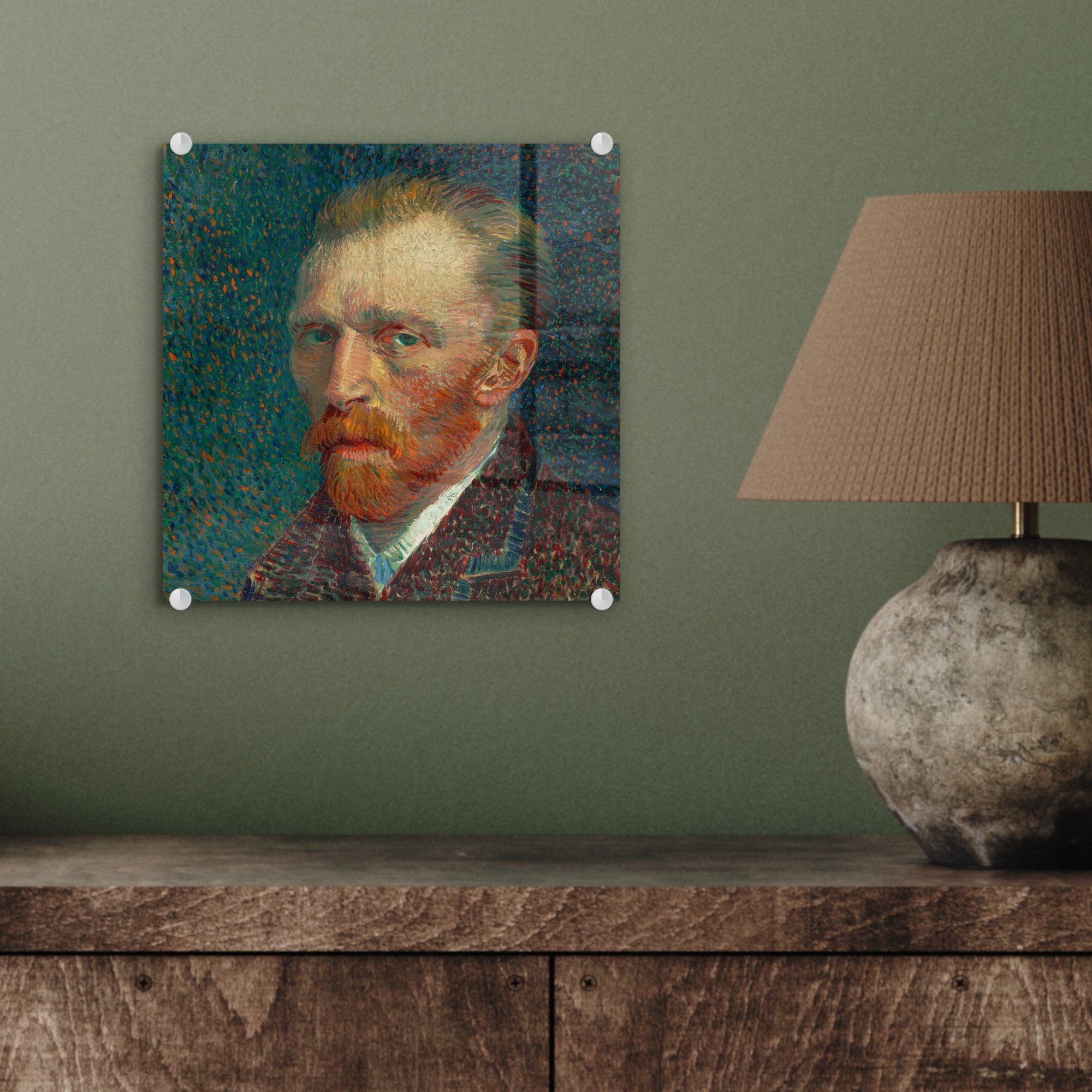 MuchoWow Acrylglasbild Selbstporträt - - Foto van Bilder Wanddekoration St), Glas Gogh, (1 auf - Gemälde von Glas auf Glasbilder Wandbild - Vincent