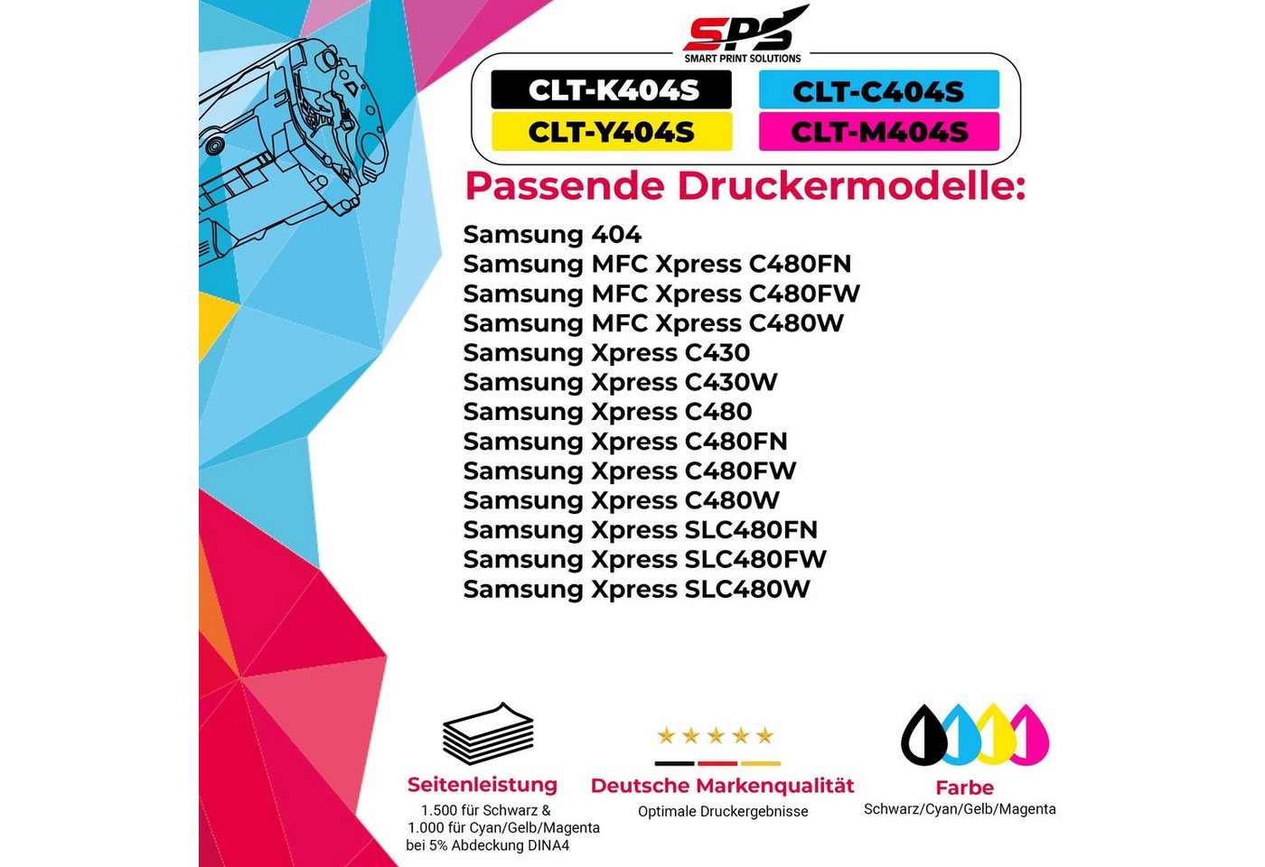 Thumbnail - SPS Tonerkartusche Kompatibel für Samsung Xpress SL-C480FW (SL-C480FW, (1er Pack, 1-St., 1 x Toner (Für Samsung CLT-C404...