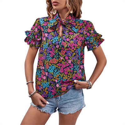 AFAZ New Trading UG Kurzarmbluse Modisches bedrucktes Ethno-Shirt für Damen