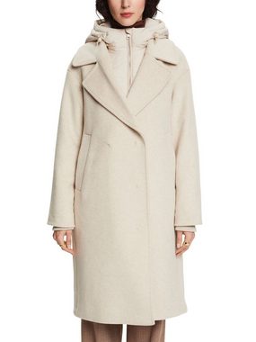 Esprit Collection Wollmantel Wattierter Wollmix-Mantel mit abnehmbarer Kapuze