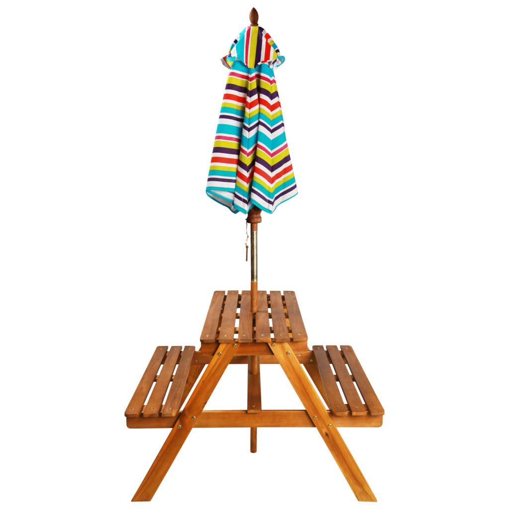 vidaXL Kindertisch Kinder-Picknicktisch mit Sonnenschirm 79x90x60 cm nholz