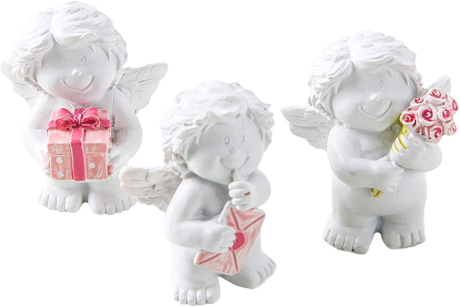 Logbuch-Verlag Weihnachtsfigur 3 kleine Mini Engel 5 cm weiß rosa Gastgeschenk (3 St) | Dekofiguren
