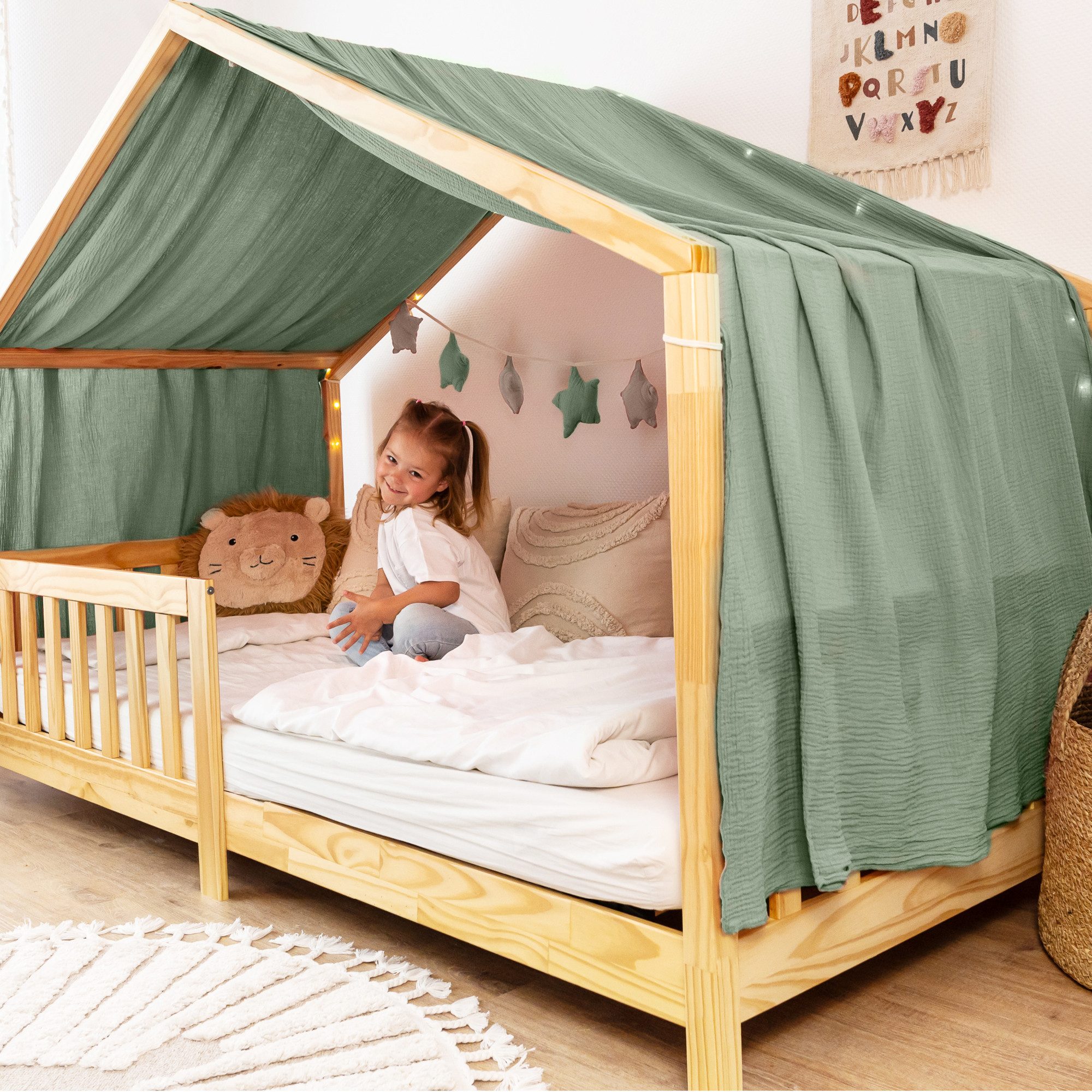 lilimaus Betthimmel Himmel für Hausbett aus Musselin - Länge 320, 360 oder 420 cm (1-tlg), macht das Hausbett zur Kuschelhöhle - weicher, luftiger Musselin