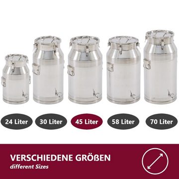 HOOZ Milchkännchen Milchkanne 45L aus Edelstahl Deckel Gummidichtung, 45 l, (Packung, Robust mit praktischem Griff), mit auslaufsicherem Deckel