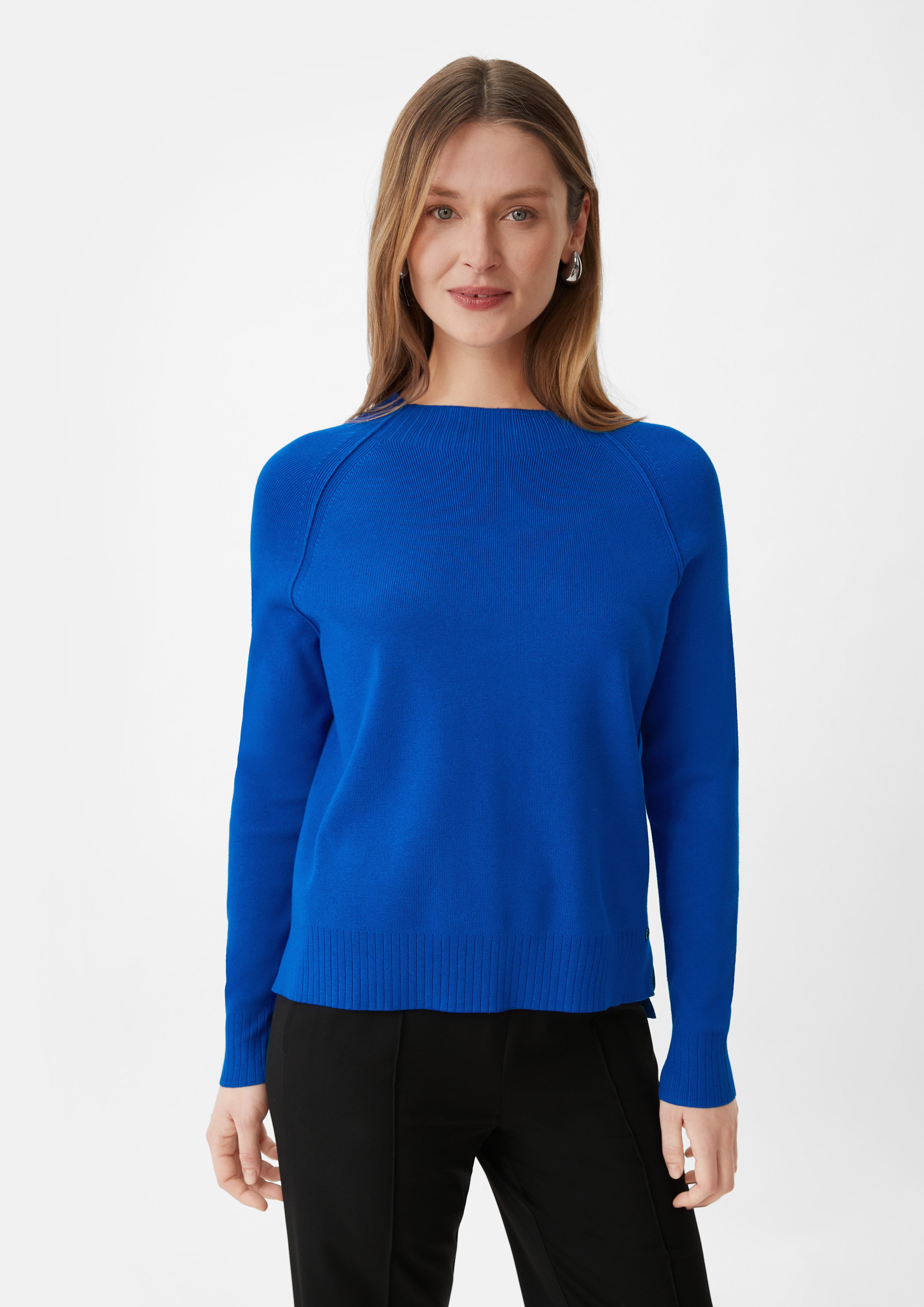 Langarmshirt Feinstrickpullover mit Raglan-Ärmeln