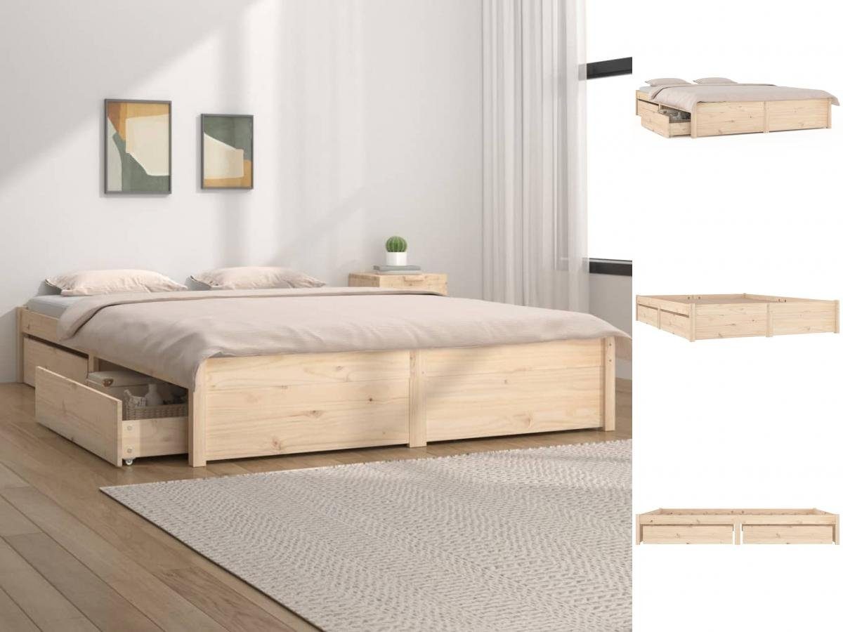 vidaXL Bettgestell Bett mit Schubladen 200x200 cm Doppelbett Bett Bettrahmen Bettgestell