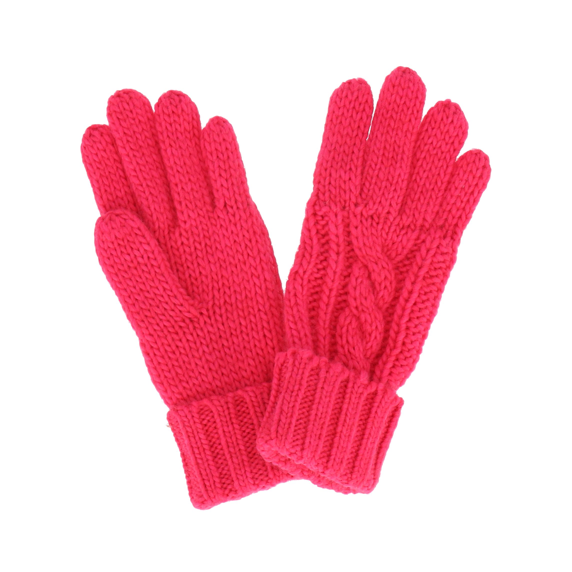 halsüberkopf Accessoires Strickhandschuhe mit Alpaka-Anteil mit Zopfmuster pink Woll- und Stickhandschuh