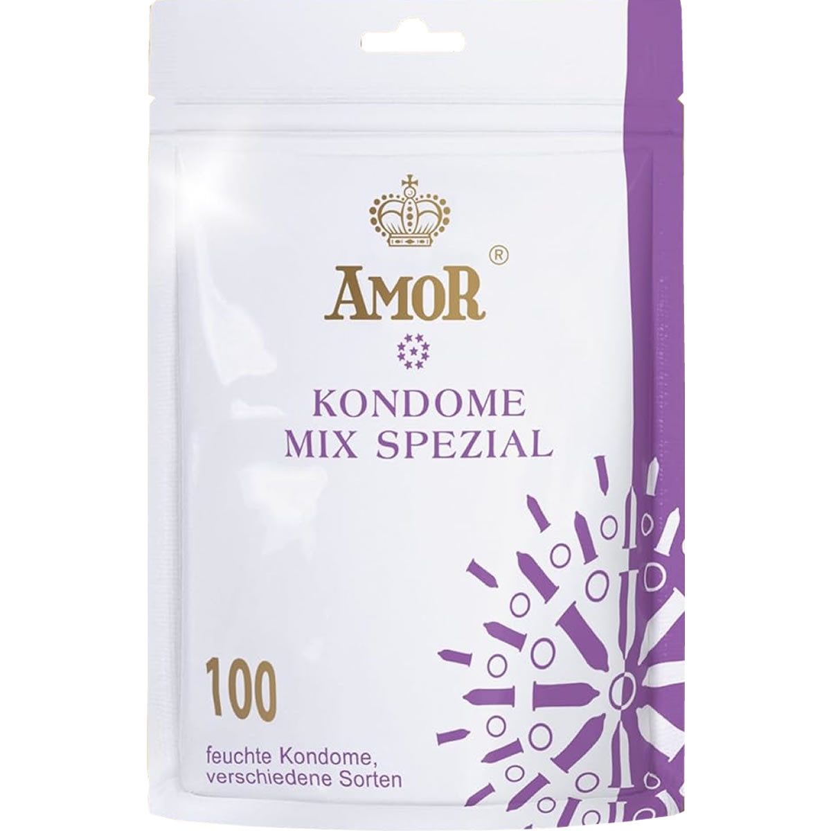 Amor Kondome Mix Spezial Großpackung mit, 100 St., farbige, aromatisierte, dünne und kontuierte Kondome, gemischte Kondome