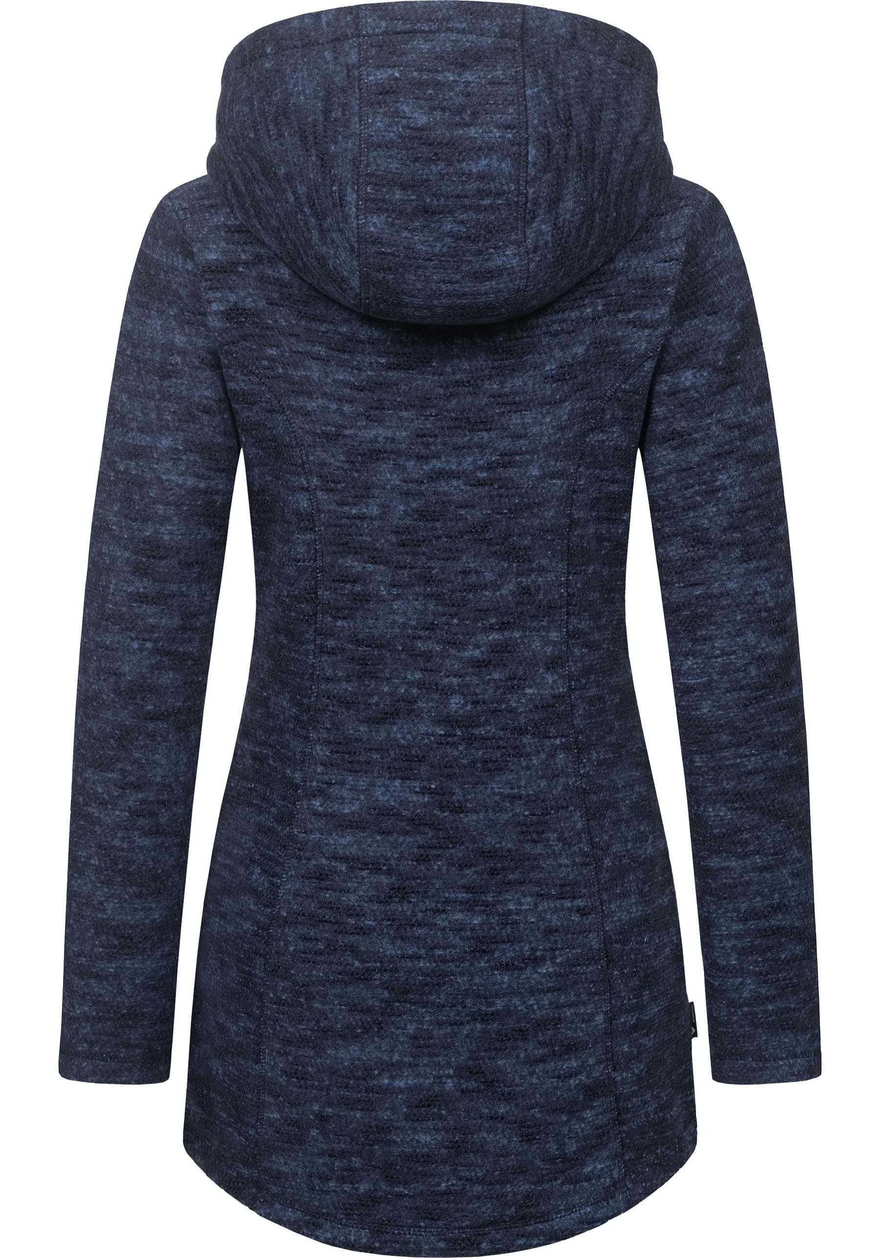 Ragwear Longstrickjacke Leysha Melange Sportliche Kapuzenjacke in melierter Strick-Optik