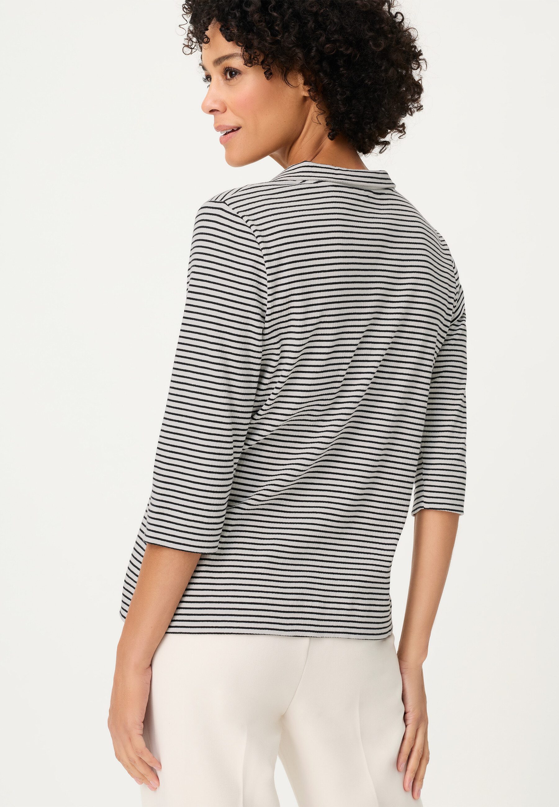 Olsen T-Shirt Polo-Shirt mit Streifenmuster