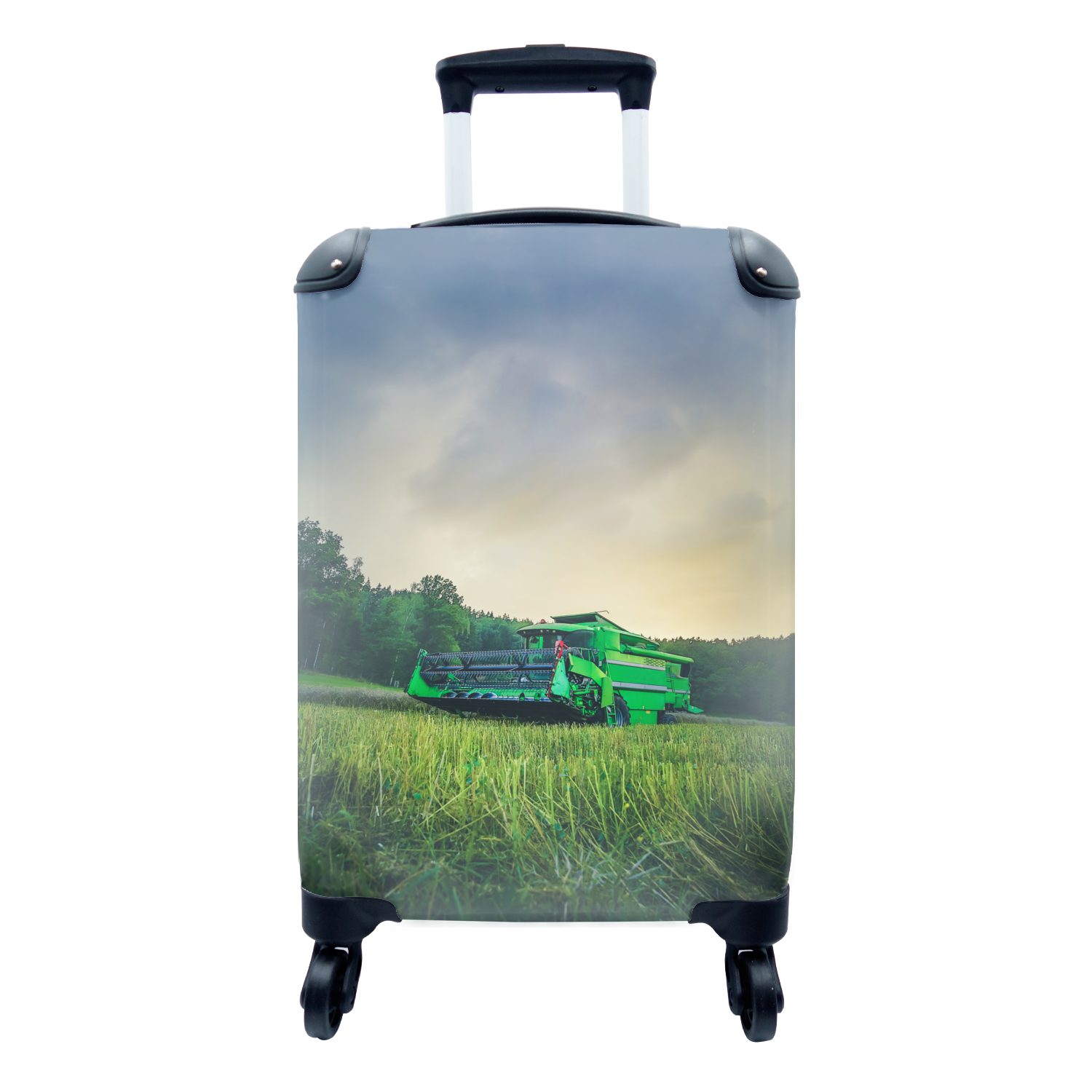 MuchoWow Handgepäckkoffer Traktor - Gras - Grün, 4 Rollen, Reisetasche mit rollen, Handgepäck für Ferien, Trolley, Reisekoffer