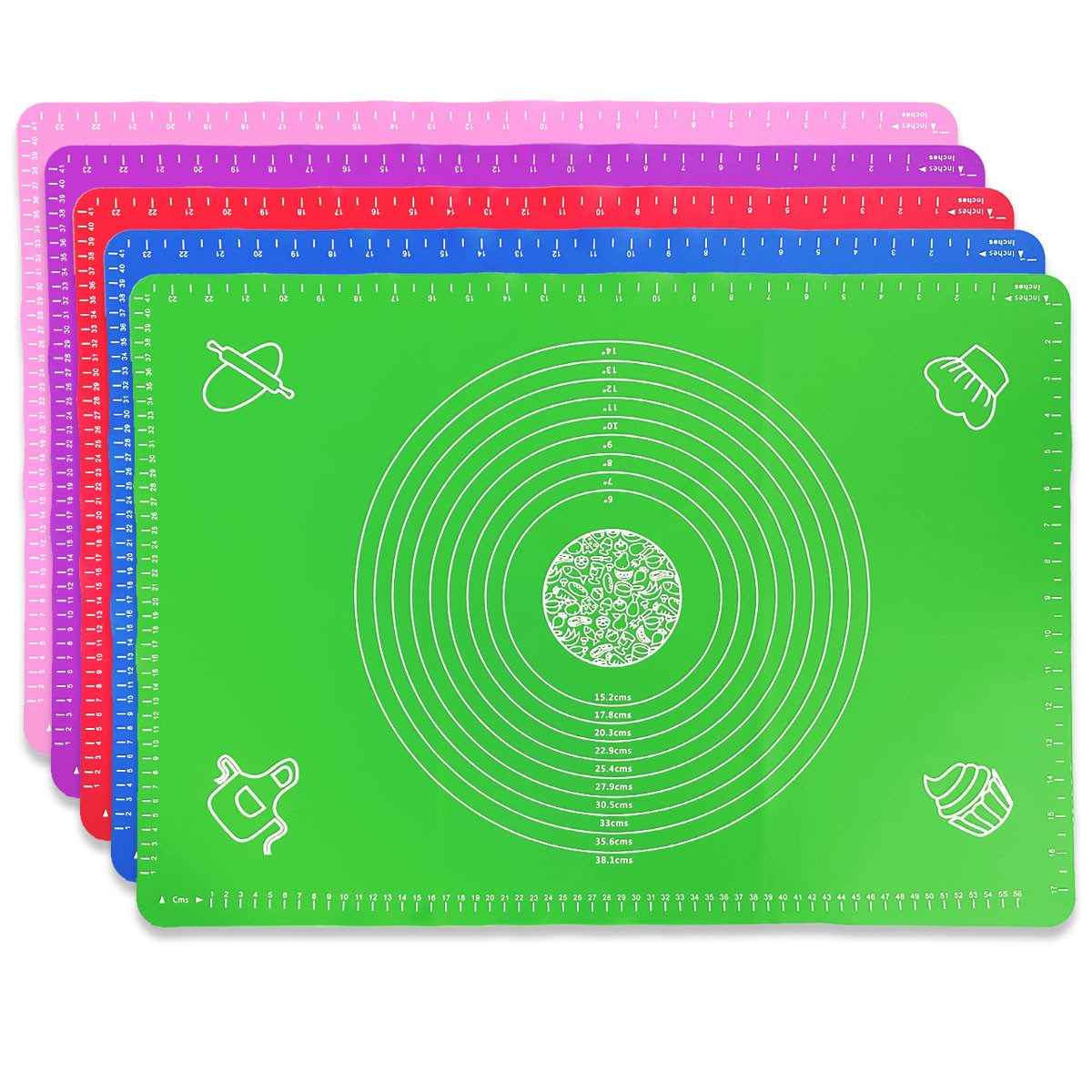 mixed24 Backmatte XXL Silikon Backunterlage 65x45cm Teigmatte Rollmatte Silikonmatte