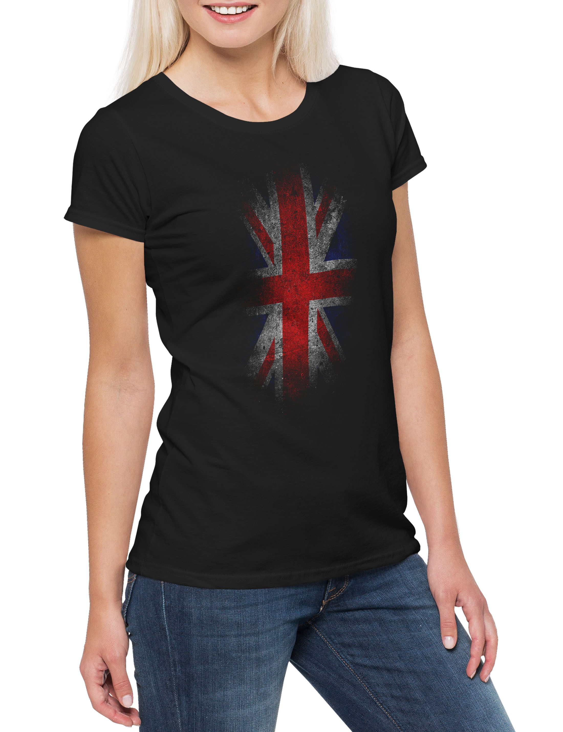 Print-Shirt Vintage UK Union Jack Flag Damen T-Shirt England Great Britain Fahne