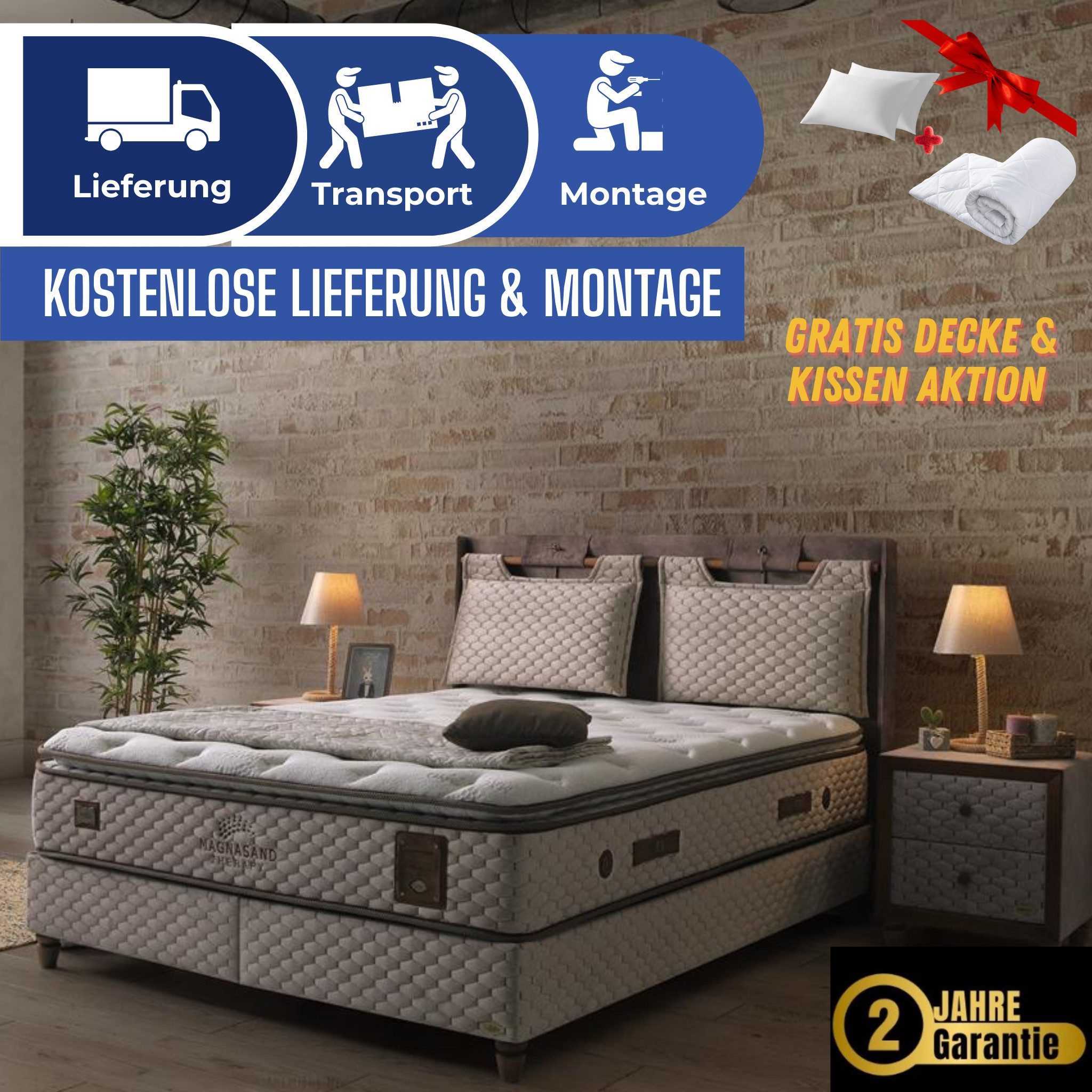 Bambi Boxspringbett Magnasand Stauraumbett inkl. Matratze und Kopfteile (Ma günstig online kaufen