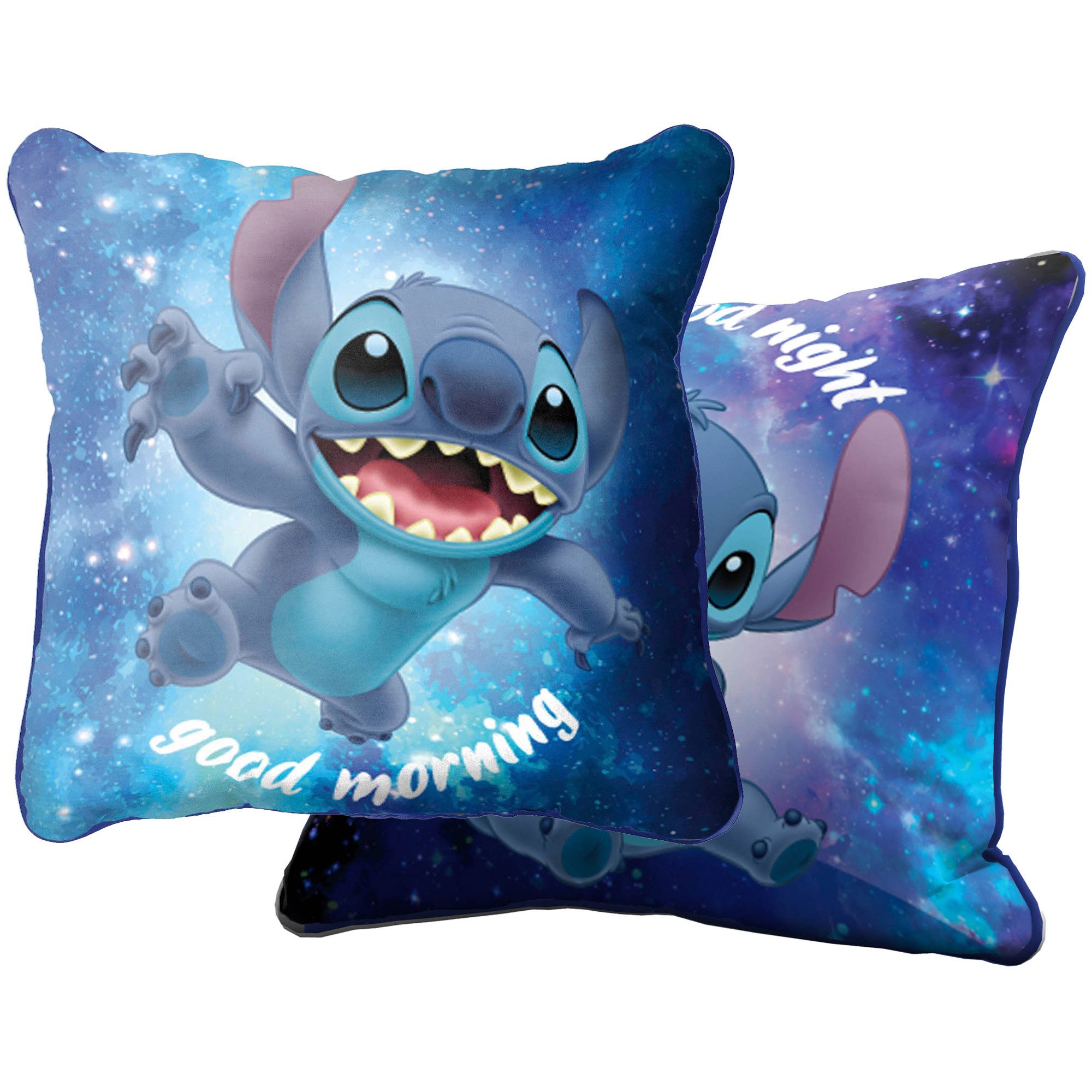 BERONAGE Dekokissen Lilo & Stitch Подушки Out of The World 40x40 cm Good Morning Good Night, passend zur Bettwäsche, ideal für Sofa, Couch, Kinder-Bett, Auto