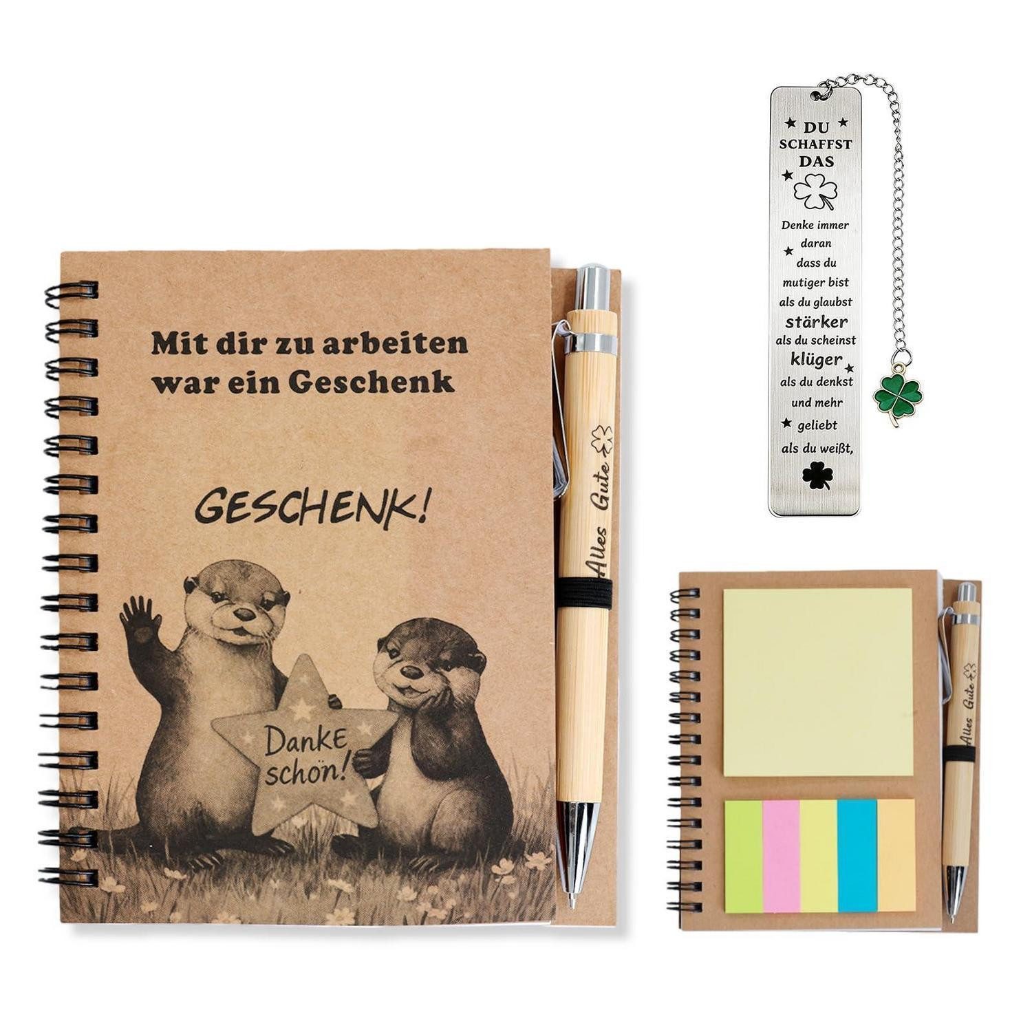 LuxusKollektion Notizbuch Abschiedsgeschenk Kollege 3in1 Notizbuch Set