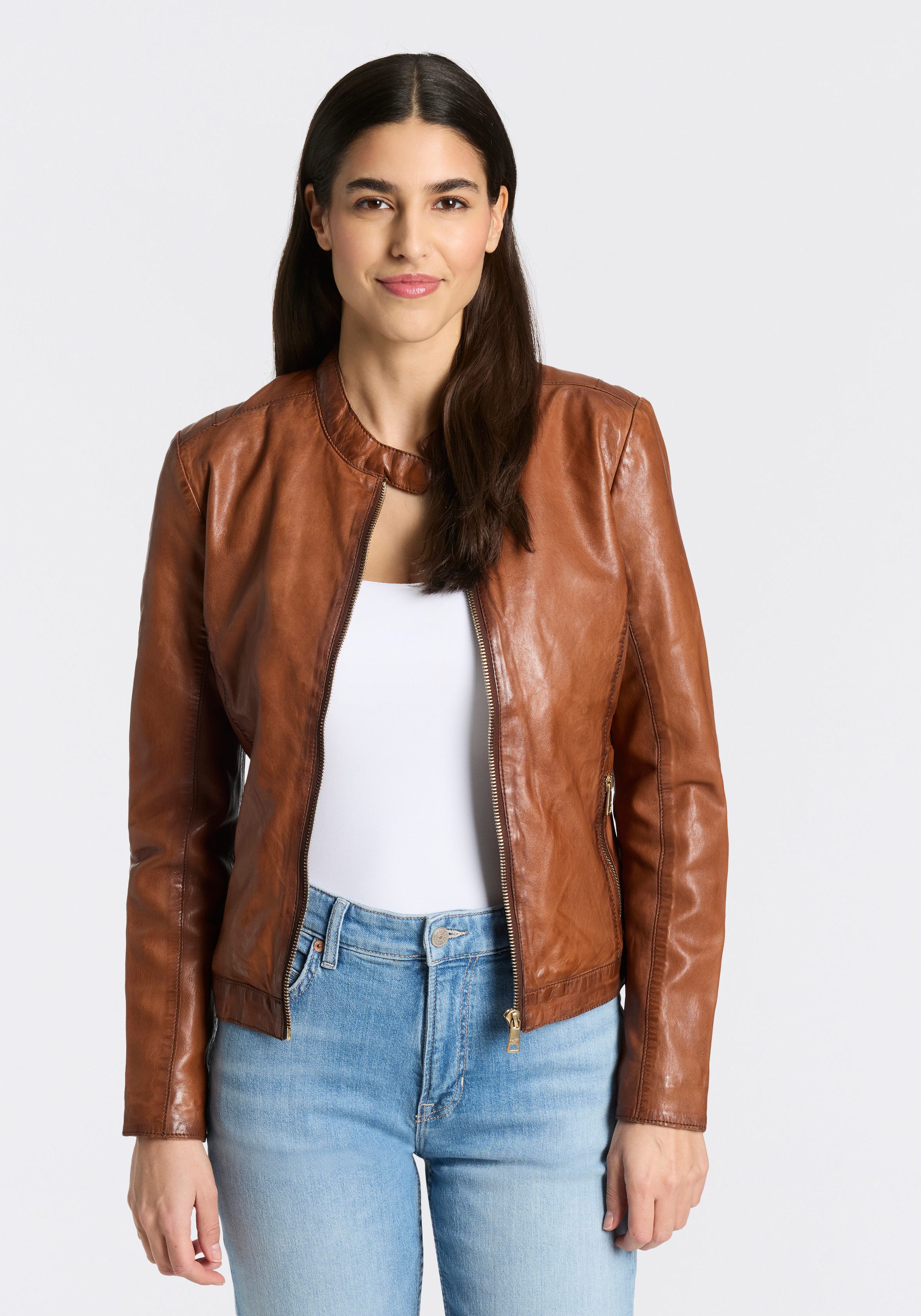 Mauritius Lederjacke MWKawira mit Stehkragen