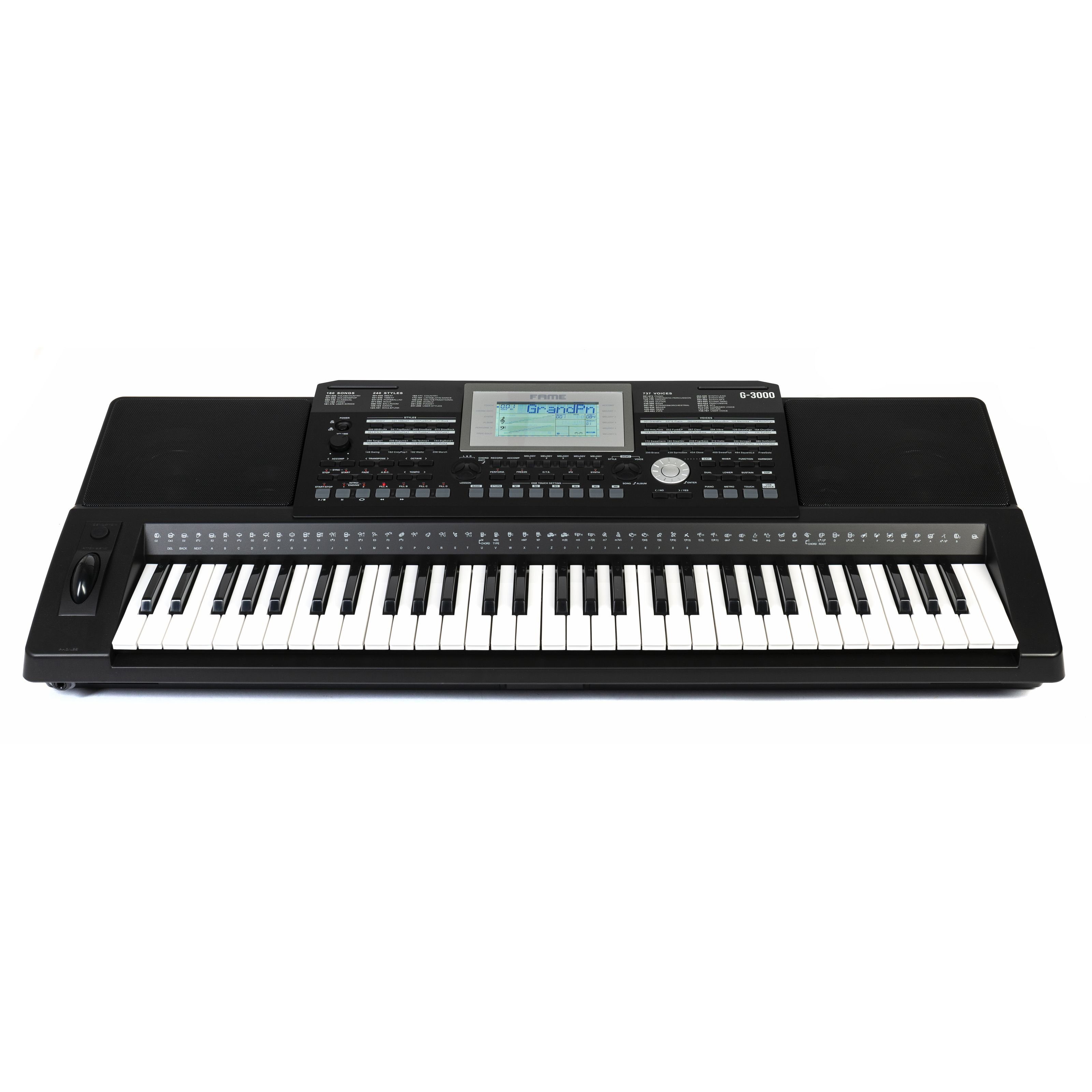 FAME Entertainer-Keyboard (G-3000 Homekeyboard mit 61 Tasten 128 Stimmen 737 Sounds 240 Styles 160 Songs Linearsequencer MIDI-Dateiwiedergabe Reverb Chorus Effe – Bild 4 von 5