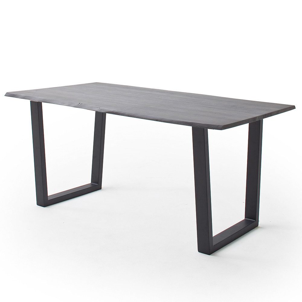 Lomadox Esstisch COSENZA-06, 160x90cm, Akazie Massivholz, grau sandgestrahlt, Metallgestell