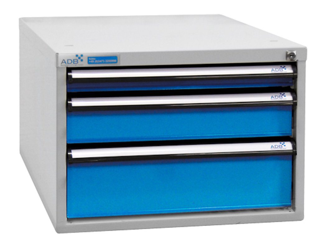 PROREGAL® Werkbank Schubladenbox mit 3 Schubladen für Werkbank Rhino, Grau/Blau Lichtblau