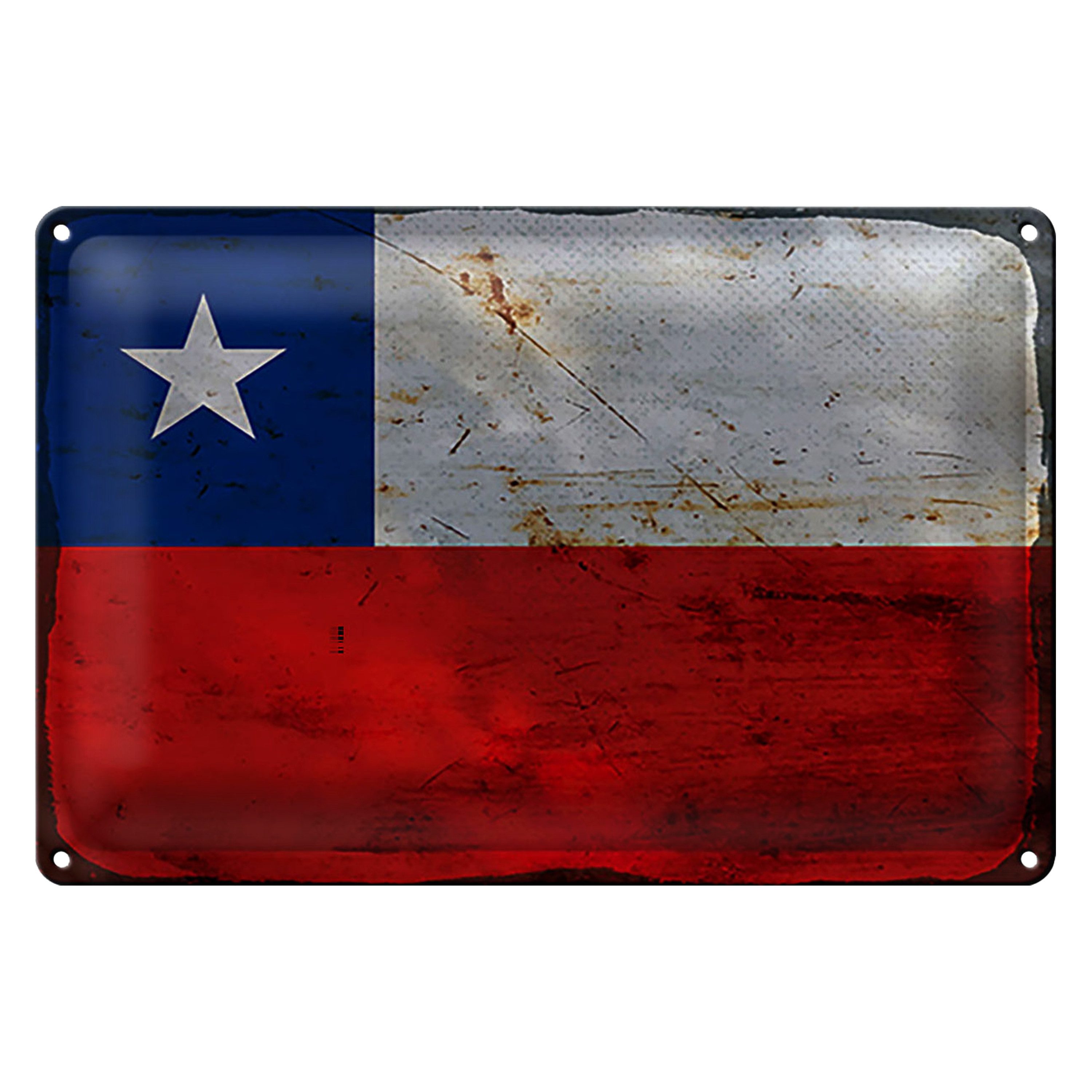 Roomando Metallschild Flagge Chile 18x12cm Flag of Chile Rost