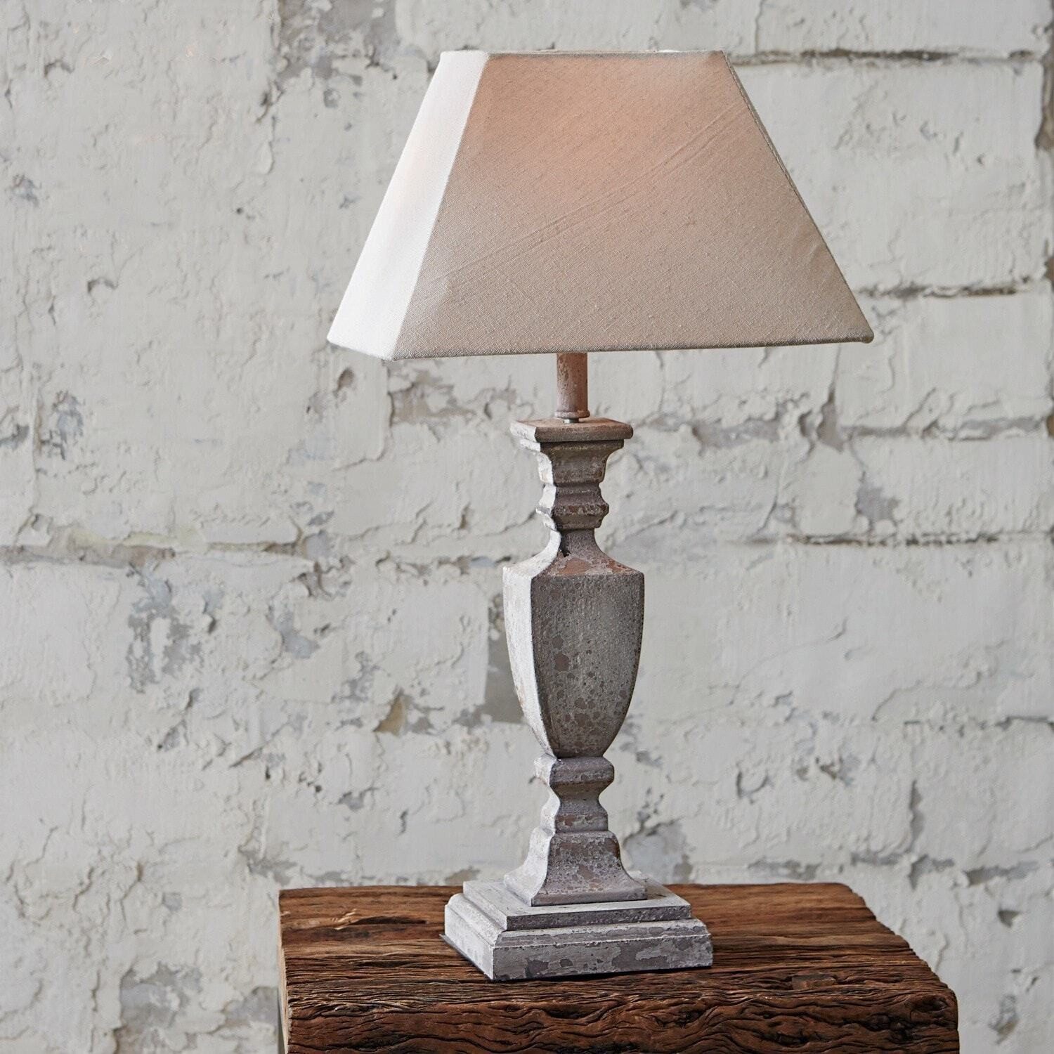 Mirabeau Tischleuchte Tischlampe Gorham weiß/antikgrau – Bild 3 von 5