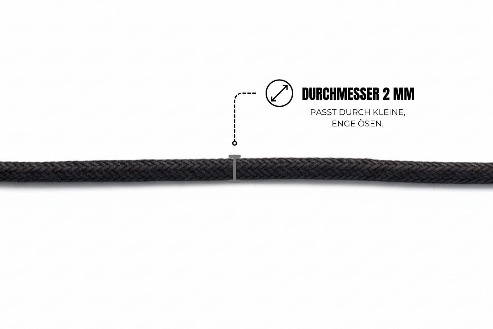 Ringelspitz Schnürsenkel Rund, dünn & gewachst, – Für elegante Schuhe mit schmalen Ösen - Ø 2mm