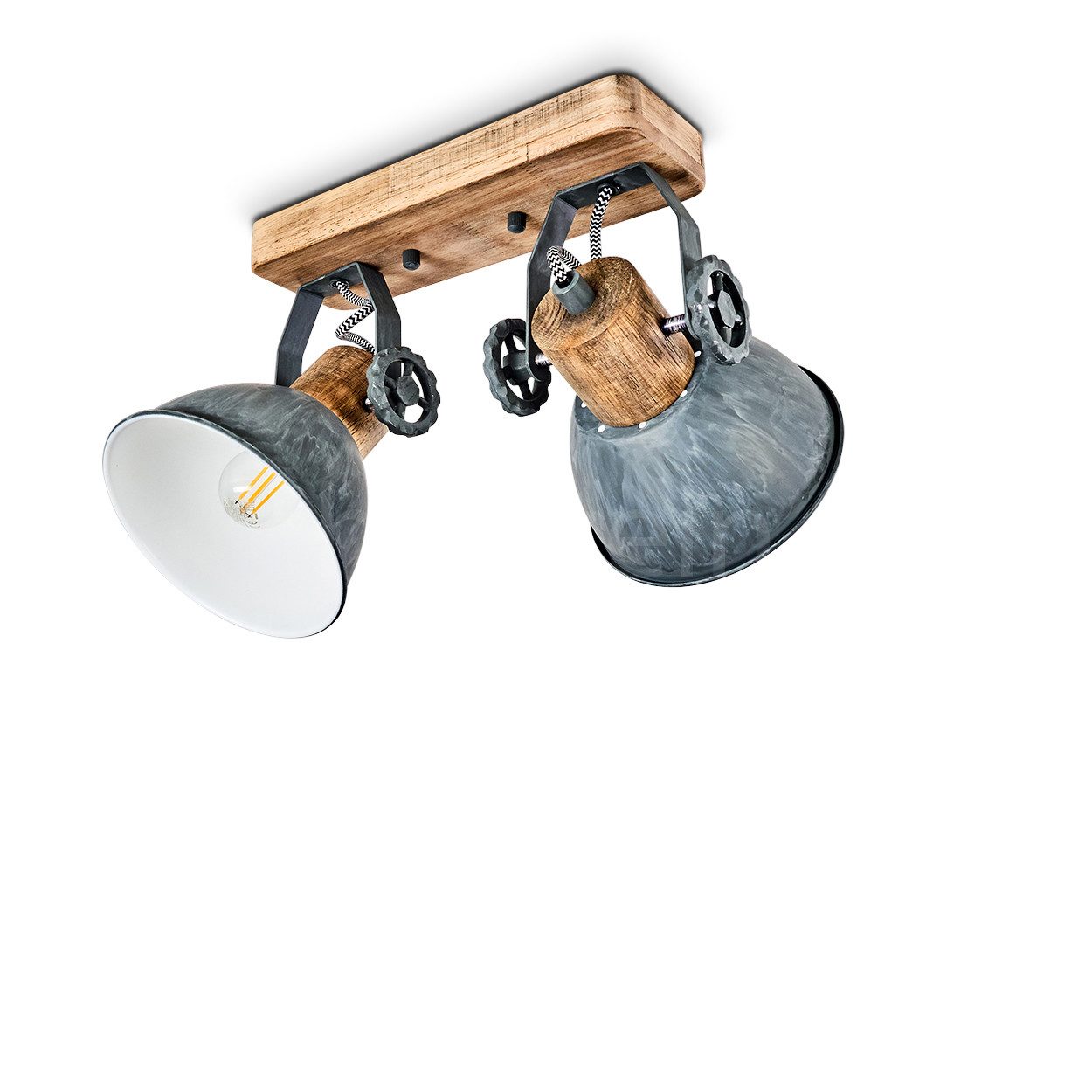 hofstein Deckenleuchte »Cotes« Deckenlampe aus Metall/Holz in Grau/Weiß/Bra günstig online kaufen