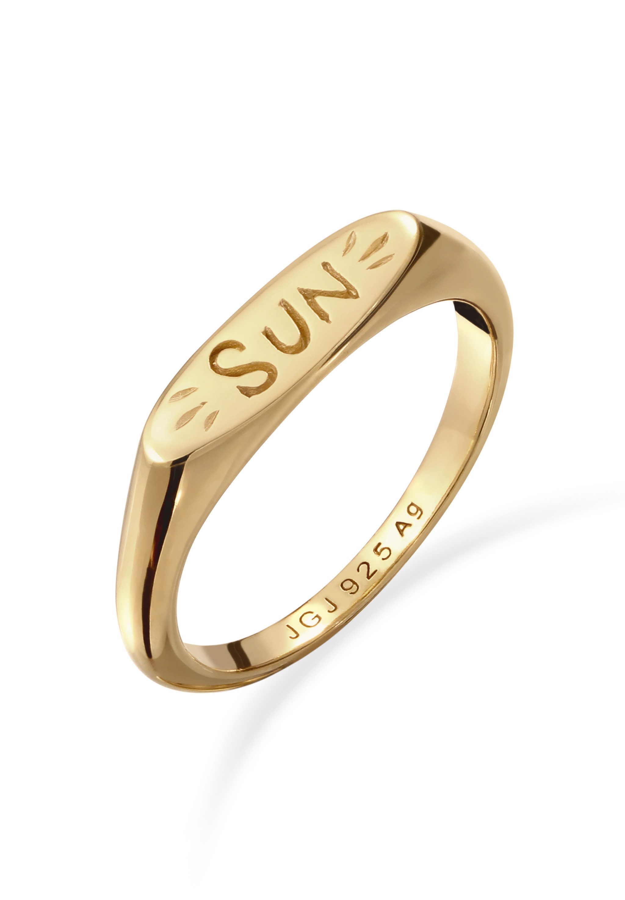 Elli Siegelring Siegelring Sonne 925 Sterling Silber vergoldet