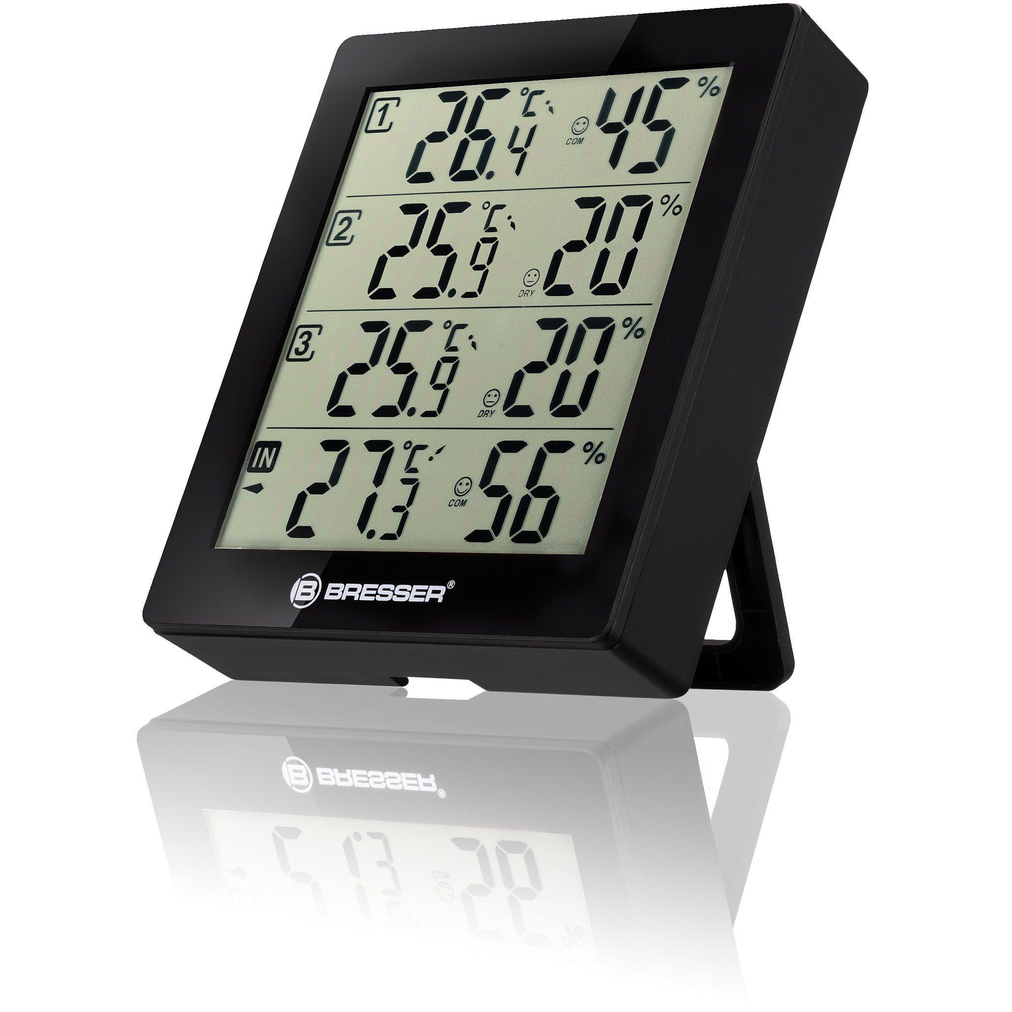 BRESSER Hygrometer Thermo- / Hygrometer Quadro mit 3 Außensensoren s.