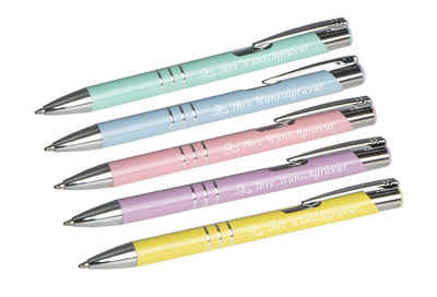 Livepac Office Kugelschreiber 5 Kugelschreiber mit Gravur "Hochzeit" / aus Metall / 5 Pastell-Farben