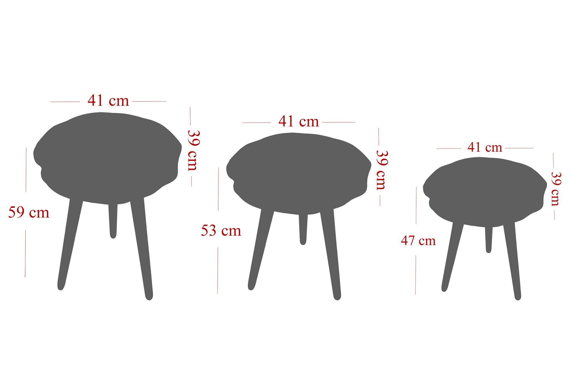 Skye Decor Couchtisch QubecKTE, 100% cm, Grau, Melaminbeschichtete 47x41x39 Partikelplatte