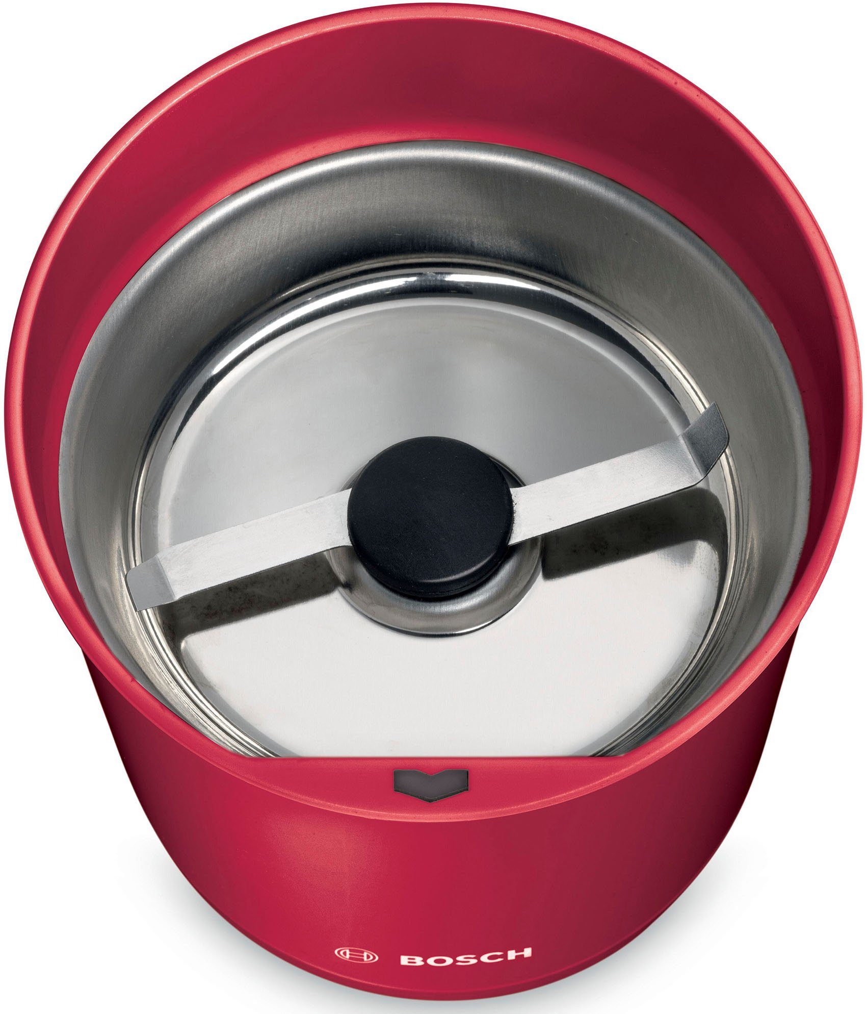 BOSCH Kaffeemühle TSM6A011R, Edelstahl-Schlagmesser, Sicherheitsfunktion, 180 W, Schlagmesser, 75 g Bohnenbehälter, 180 W, 75g Bohnenbehälter, elektrisch, rot – Bild 5 von 5