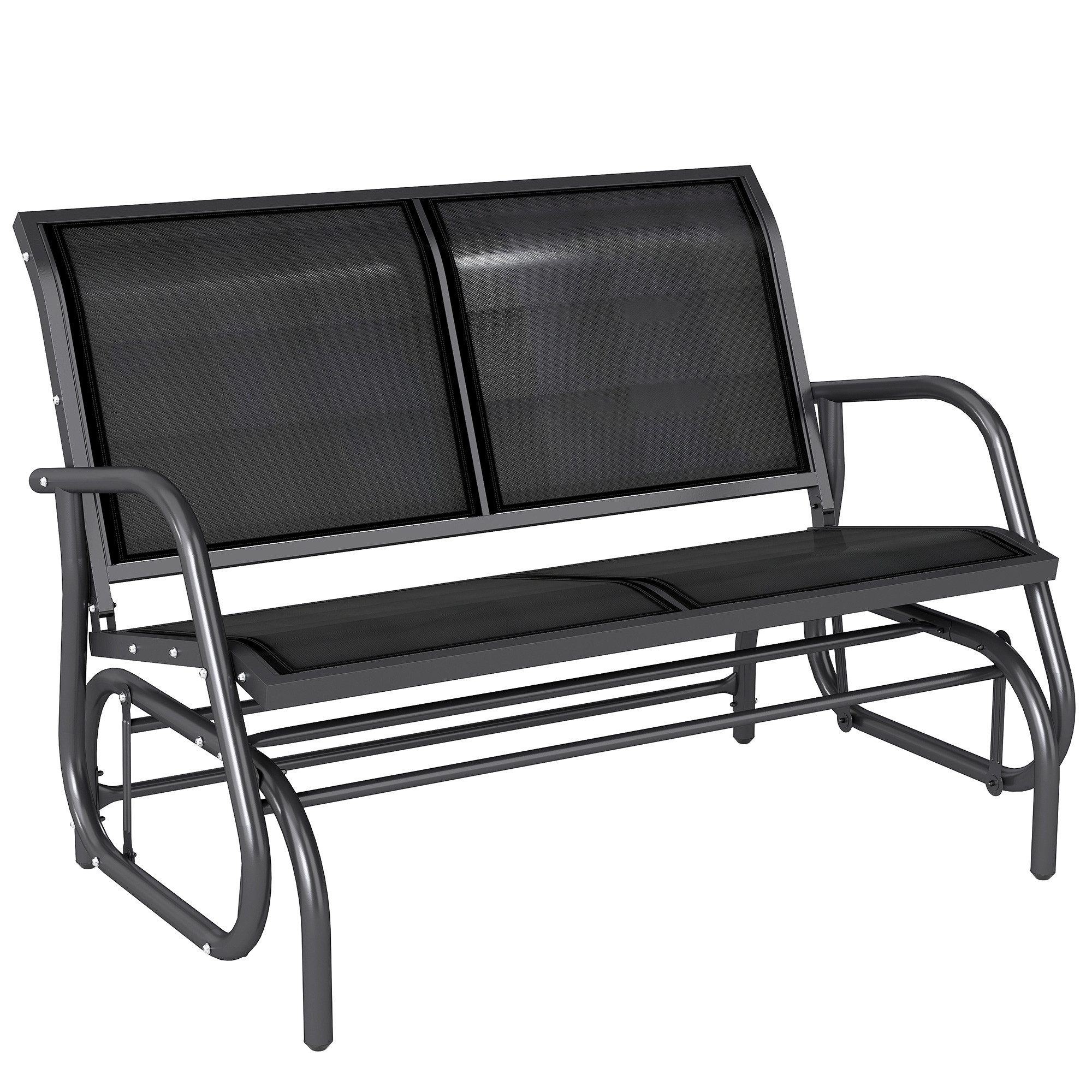 Outsunny Gartenbank Schaukelbank (Gartenschaukel, 1-St., 2-Sitzer Schaukelstuhl), für Garten, Terrasse, Veranda 120 x 70 x 85 cm Schwarz