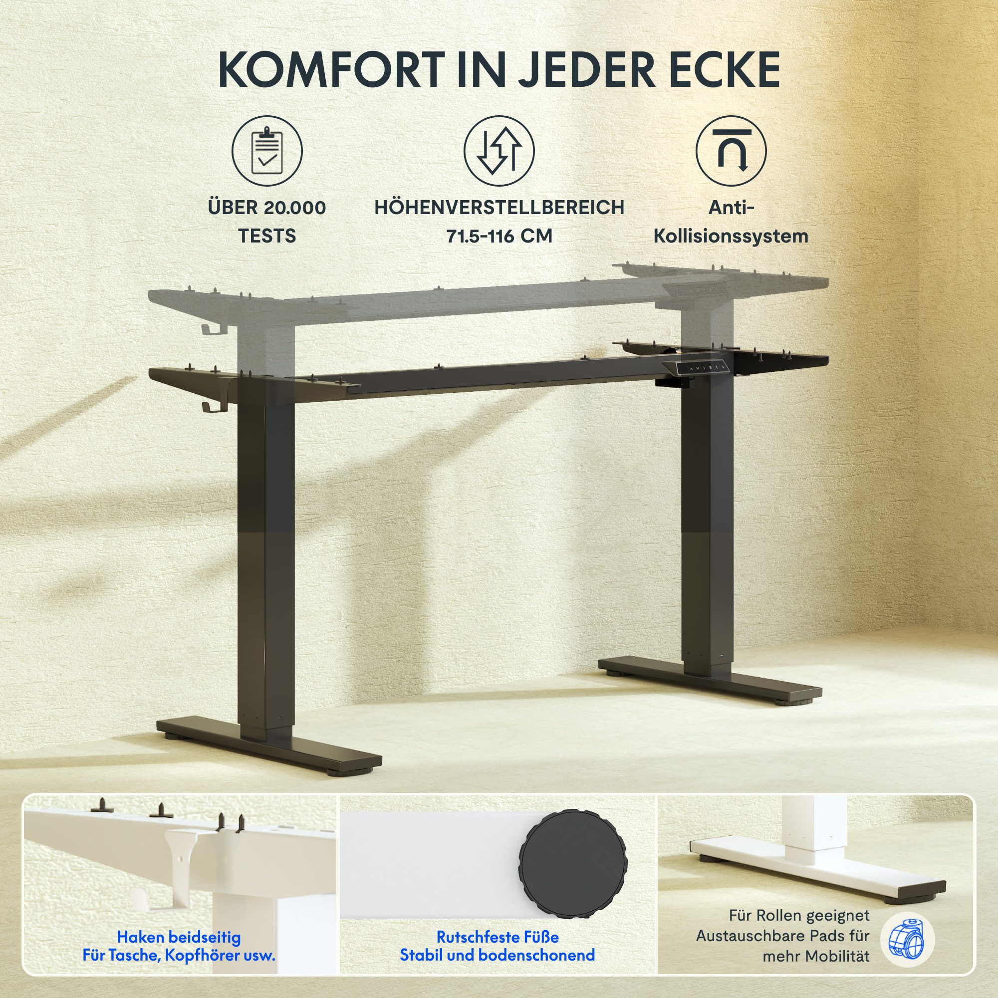 FLEXISPOT Schreibtisch Elektrisch höhenverstellbares Tischgestell, Schwarz/ günstig online kaufen