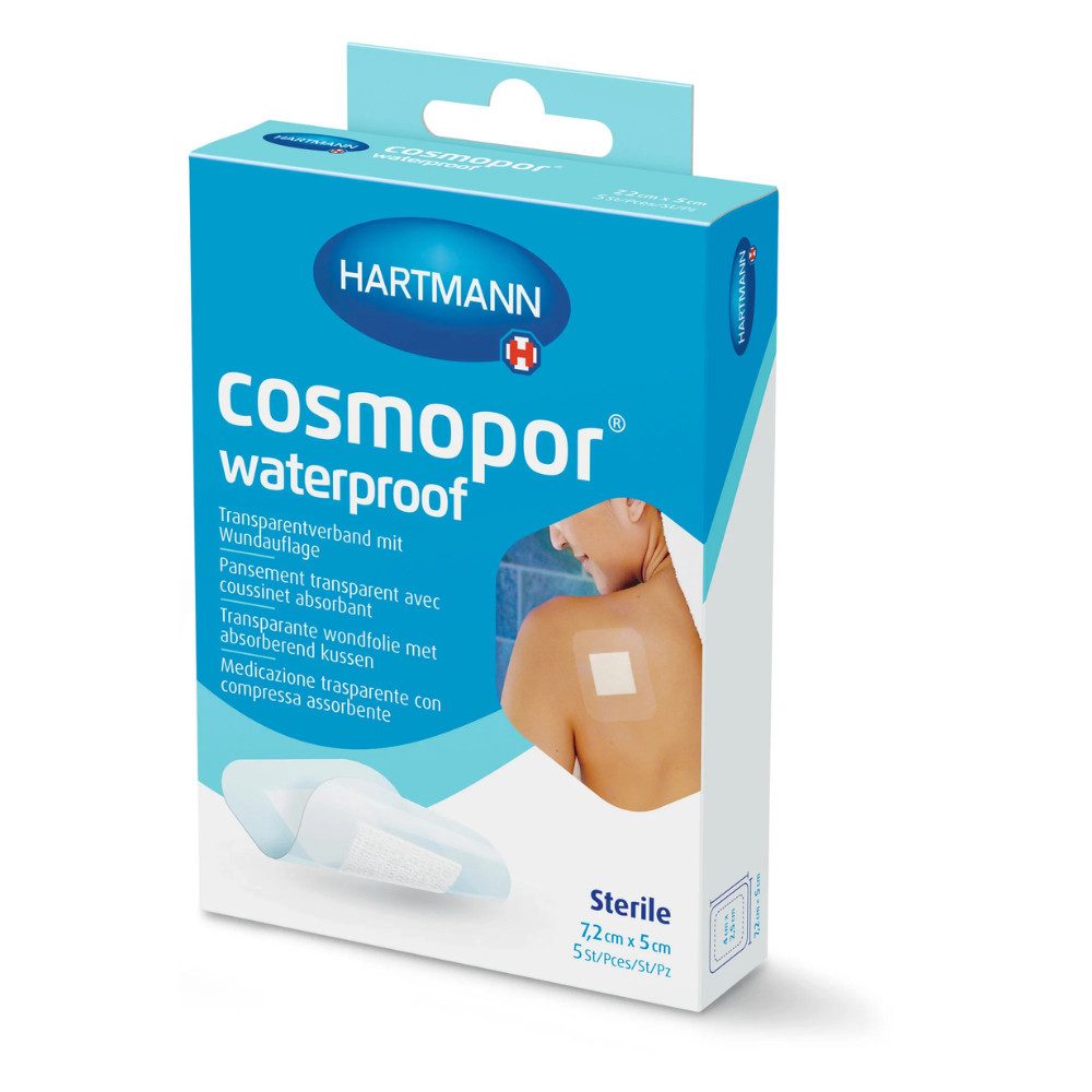 Wundpflaster 10x Hartmann Cosmopor® Waterproof Wundverband, wasserfest, 7,2 x 5 cm