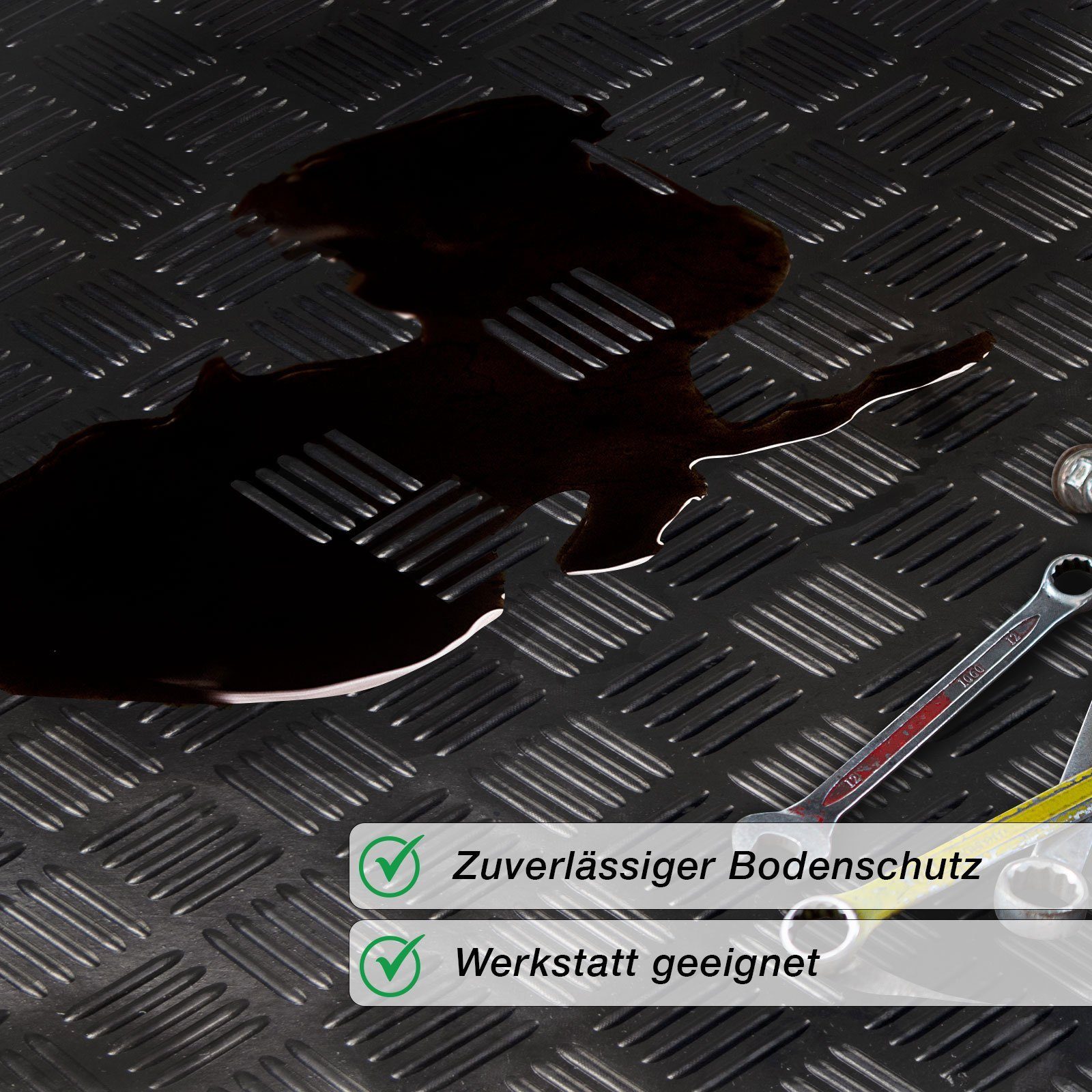 Floordirekt Bodenschutzmatte Gummiläufer "Karo", viele Größen, aus SBR-Gummi, Läufer