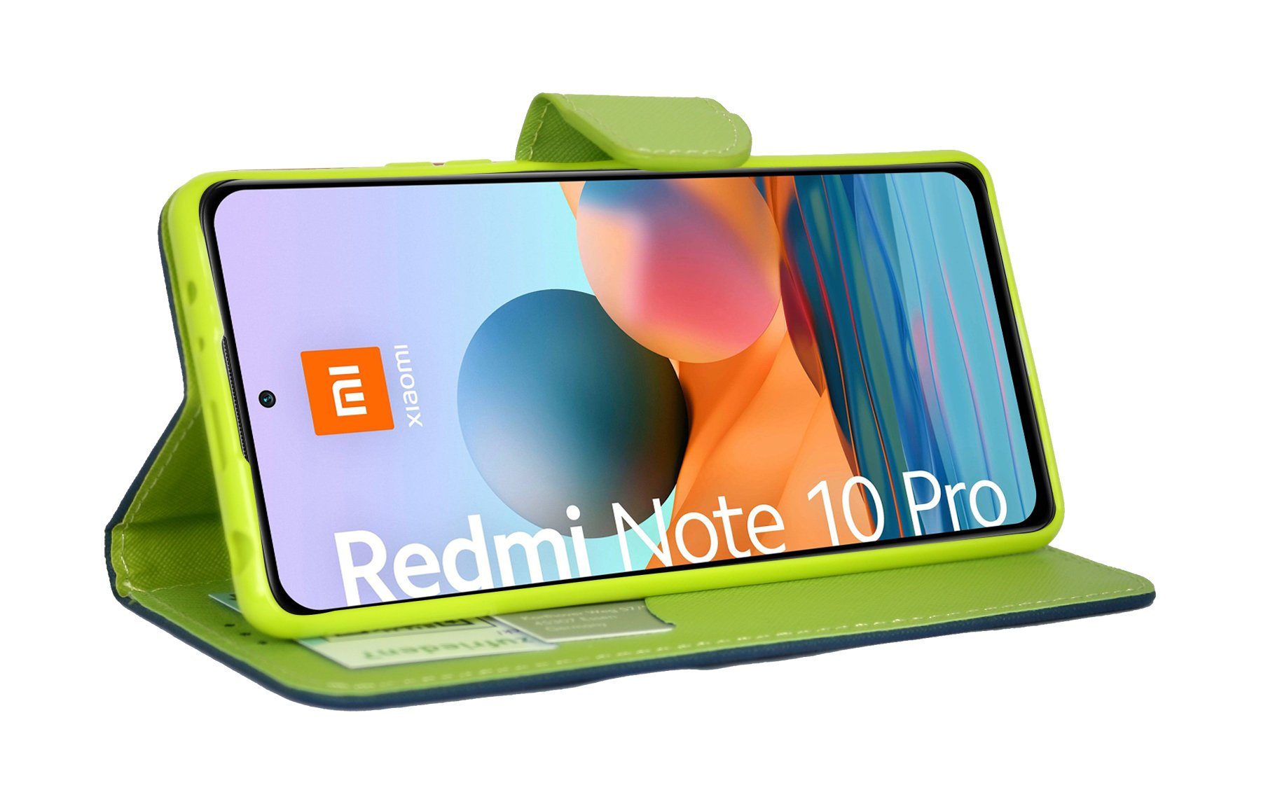 Handyhülle Buch Tasche "Fancy" XIAOMI REDMI NOTE 10 PRO, Kunstleder Schutzhülle Handy Wallet Case Cover mit Kartenfächern, Standfunktion