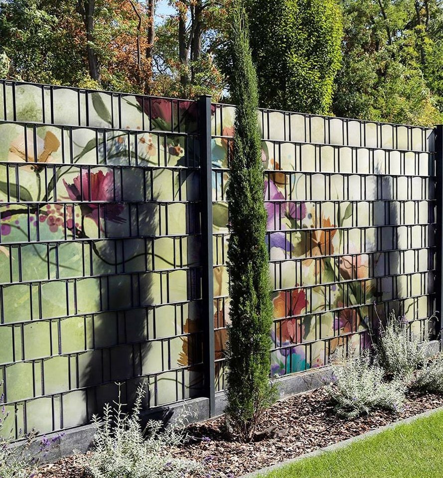 Thumbnail - MyMaxxi Sichtschutzstreifen Sichtschutzstreifen Bunt blühende Blumenranke Sichtschutz Garten Zaun