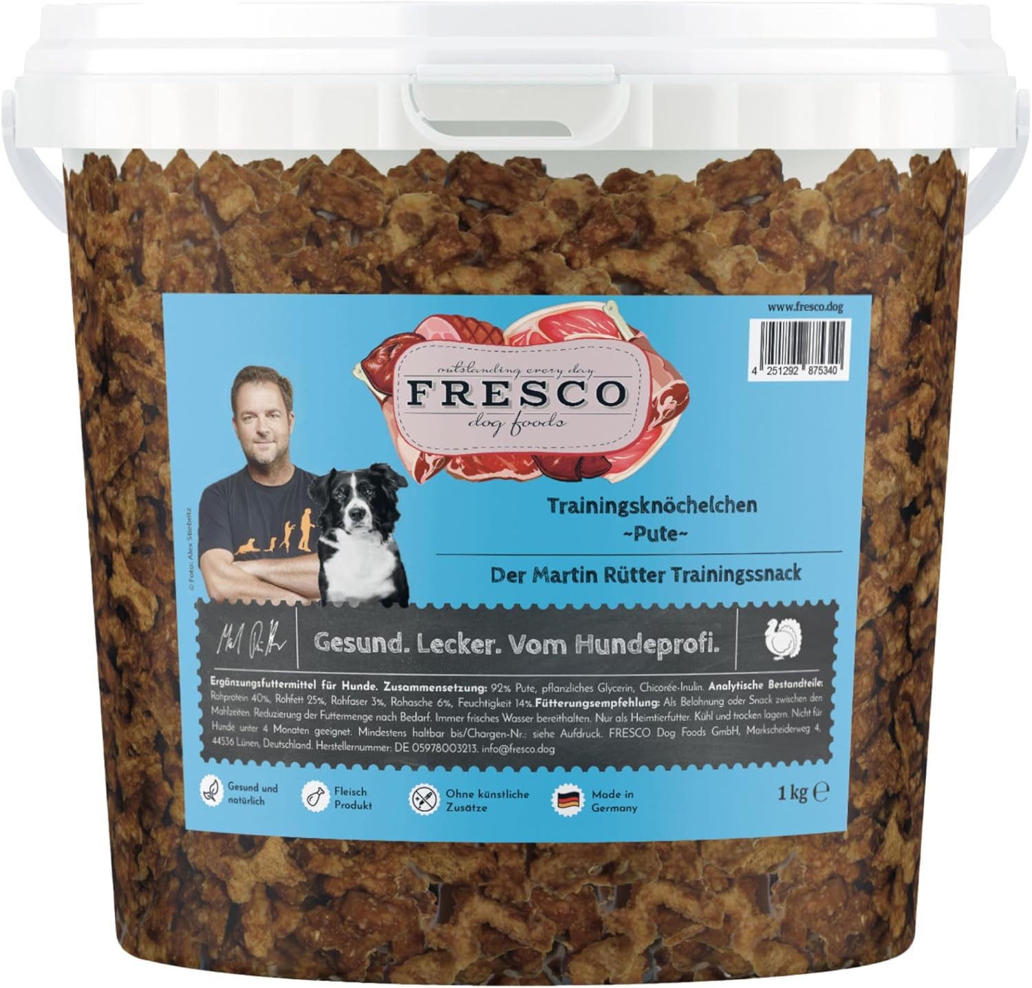 Fresco Dog Martin Rütter Trainingsknöchelchen 1kg Hunde Leckerli, Pute, Snack für: Hunde, Getreidefrei, zuckerfrei & hoher Fleischanteil