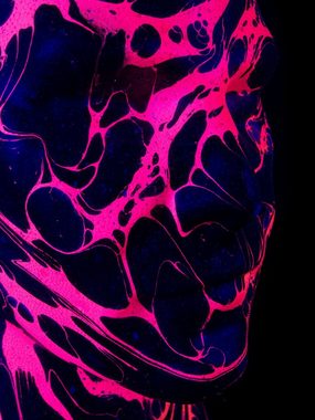 PSYWORK Dekofigur Schwarzlicht Deko Kopf "Glowhead" Schwarz-Pink, UV-aktiv, leuchtet unter Schwarzlicht