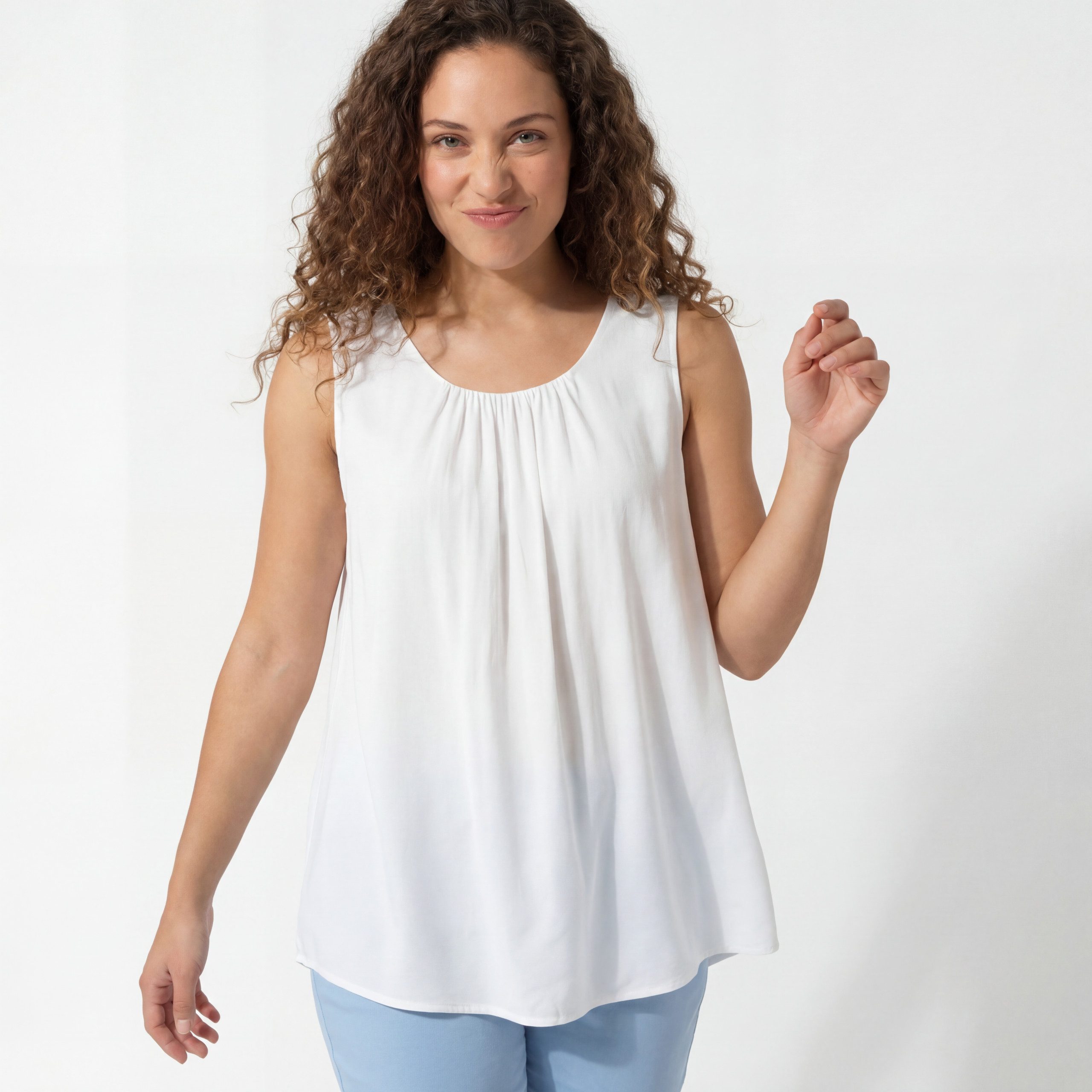 OriginalYou Trägertop Damen Long Top Sommer Oberteil ärmelloses Strandshirt mit Innentop für blickdichten Tragekomfort, erhältlich von 36-50