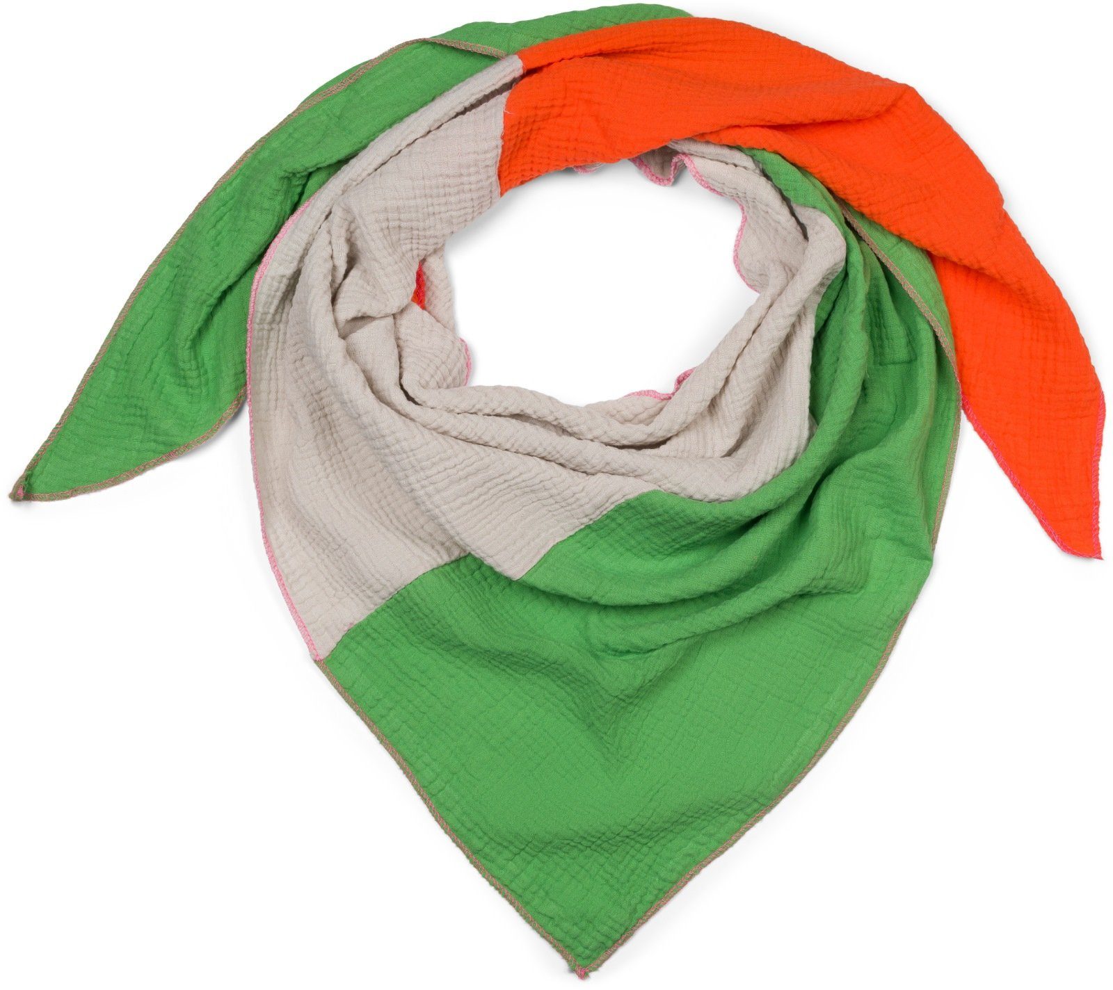 styleBREAKER Dreieckstuch 3-Farbiges Musselin Dreieckstuch, (1-St) günstig online kaufen