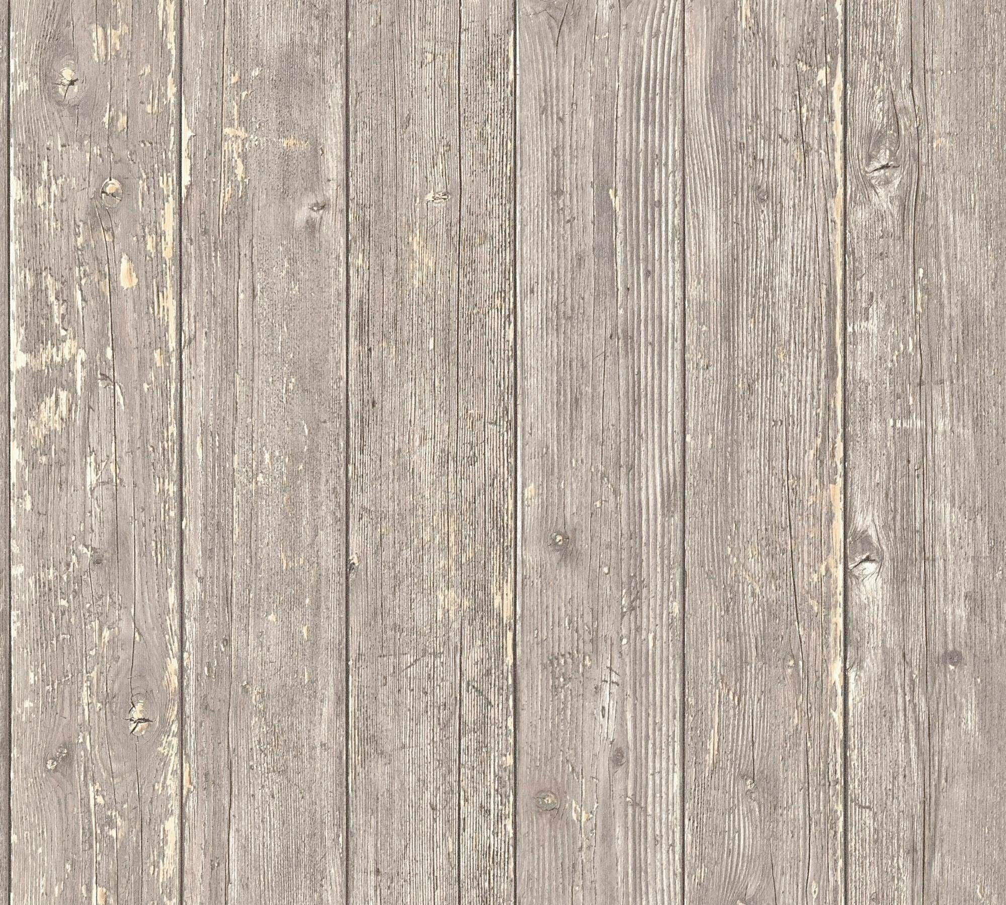 A.S. Création living walls Vliestapete Authentic Walls Vintage, glatt, Holz, gemustert, matt, realistisch, uni, (1 St), Tapete Einfarbig Beton-Optik grau/beige