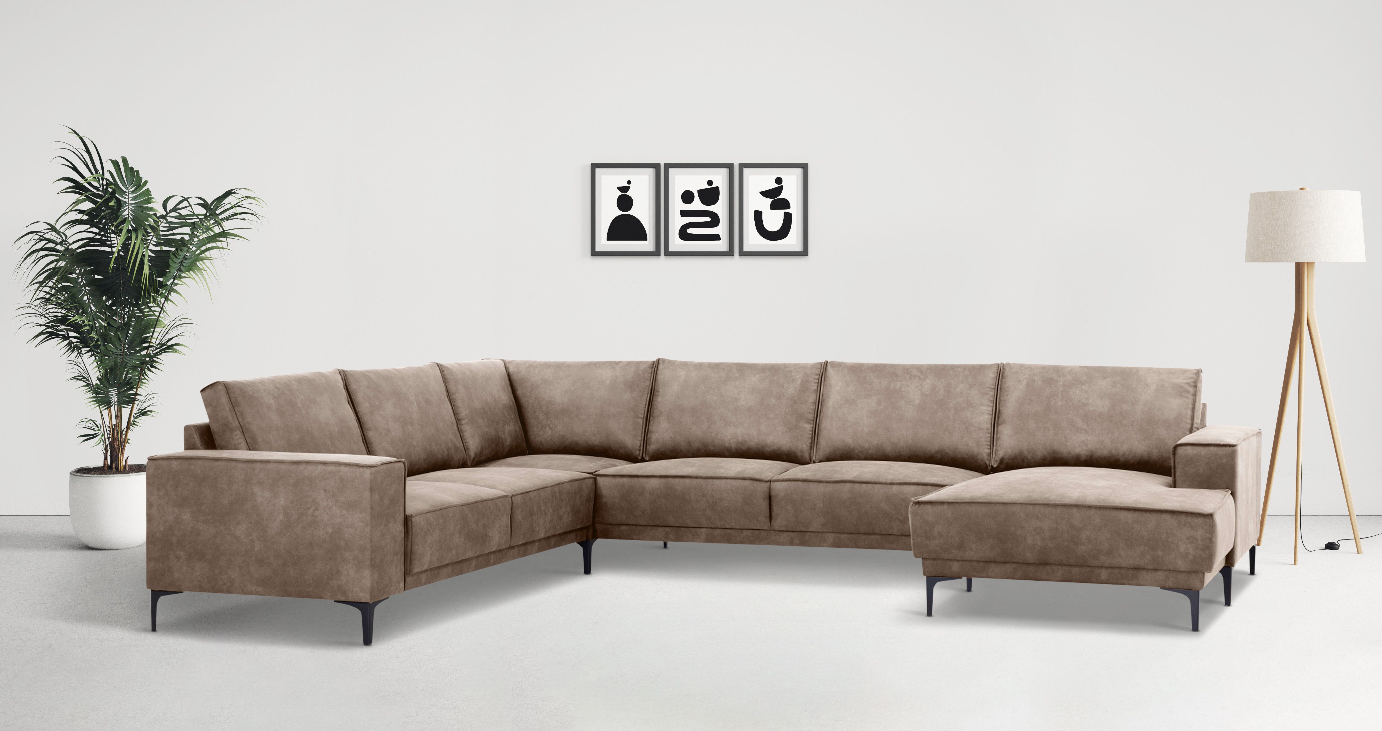 Places of Style Wohnlandschaft "XXL Sofa Oland, Struktur, Flachgewebe, Luxu günstig online kaufen