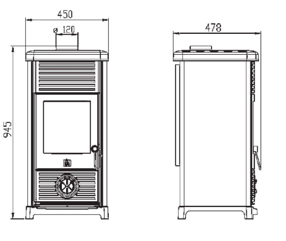 Plamen Kaminofen Maestral N braun Herdplatte, 6,50 kW günstig online kaufen