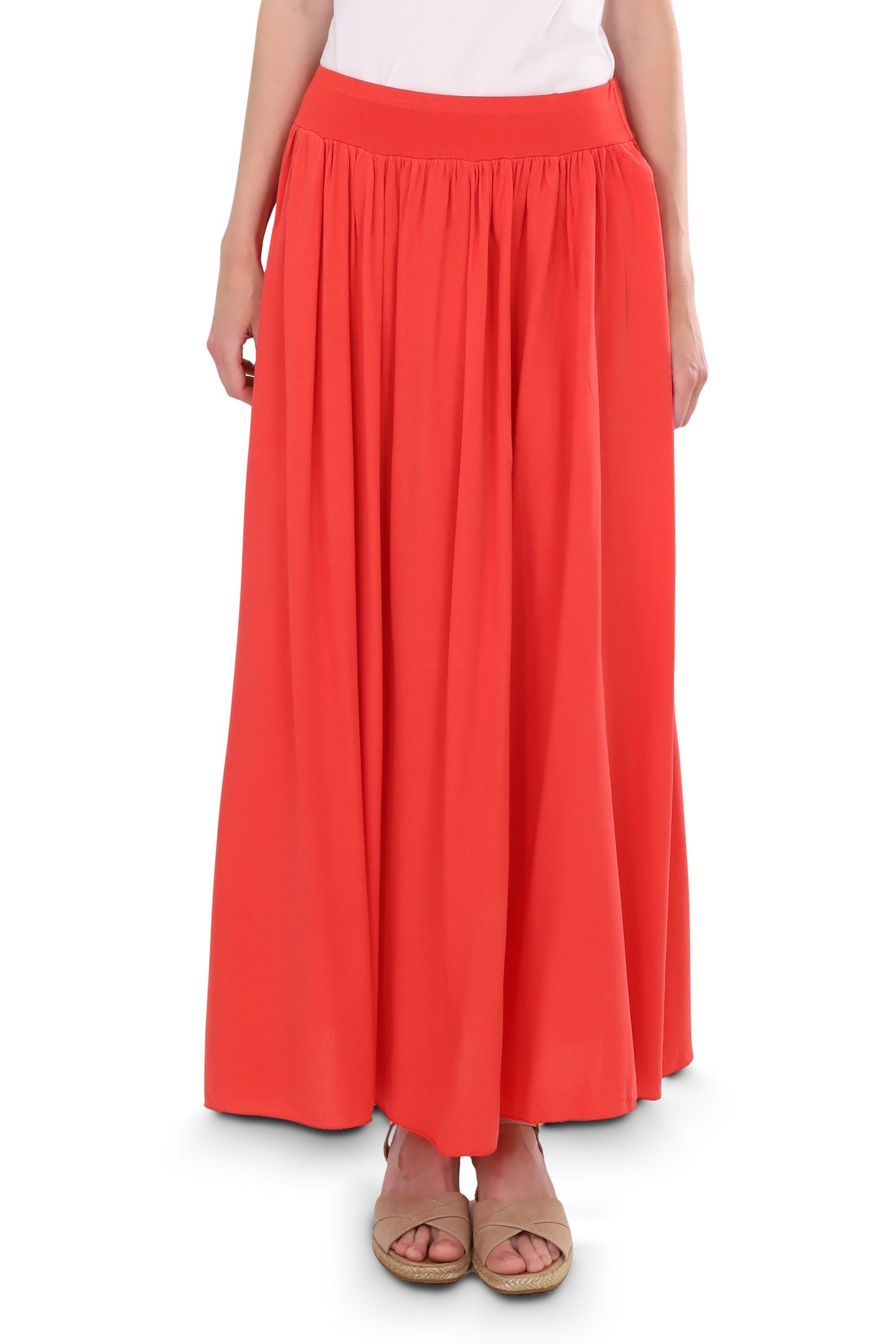 malito more than fashion Sommerrock malito Damen Maxi Rock, langer Rock blickdicht, Sommerrock mit Bund leichter eleganter Sommer Rock